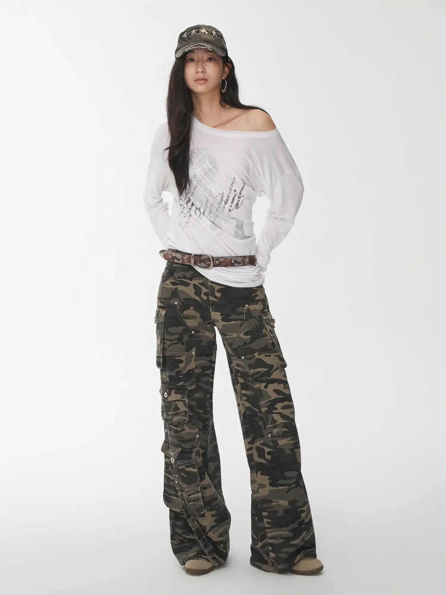 Camouflage Studded Horsehair Belt - Image 7