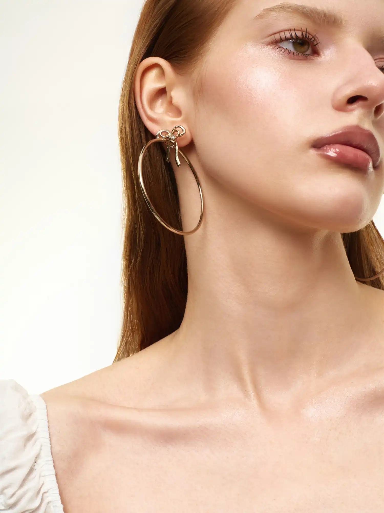 Champagne Gold Zircon Bow Hoop Earrings