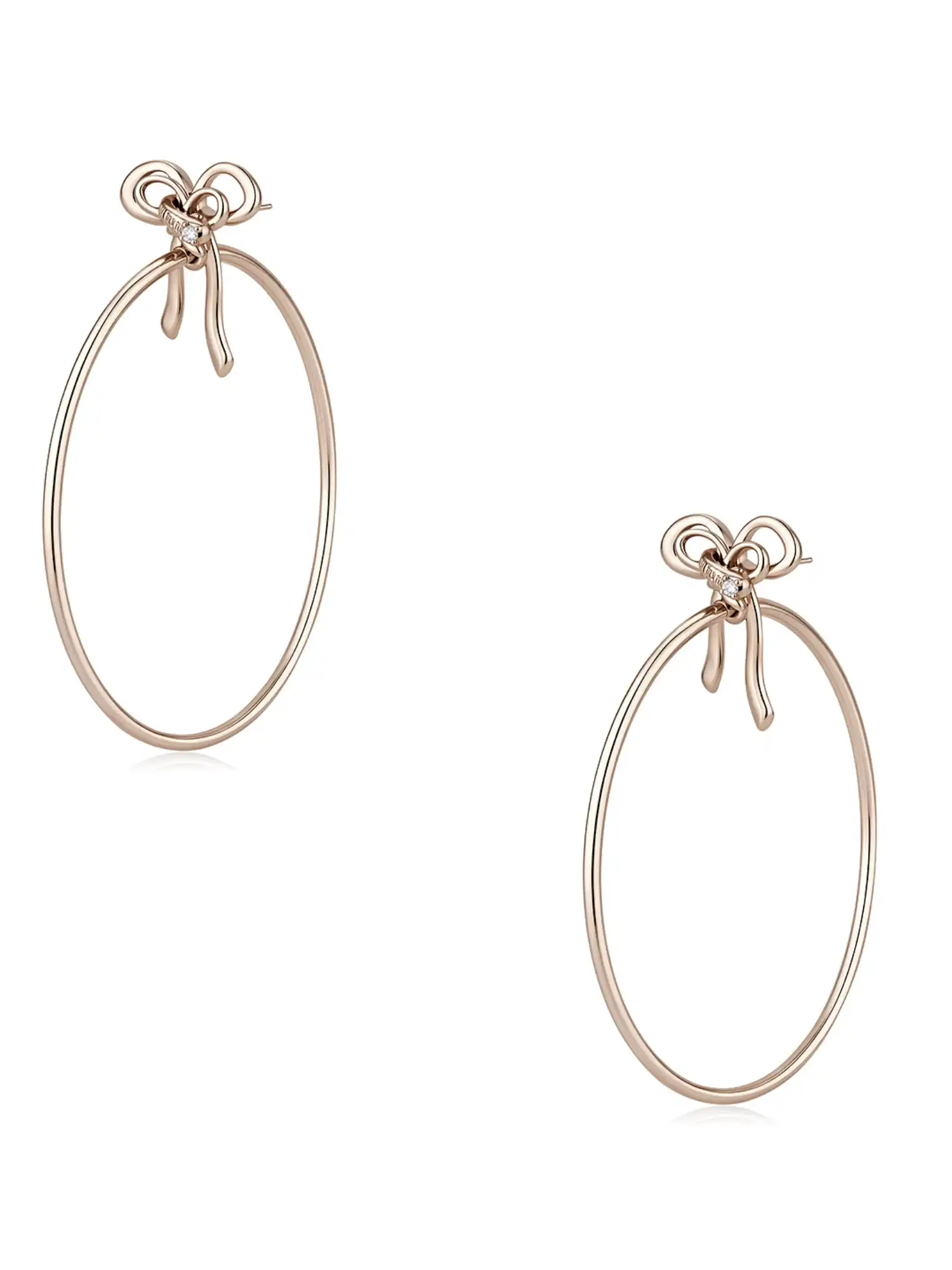 Champagne Gold Zircon Bow Hoop Earrings - Image 4