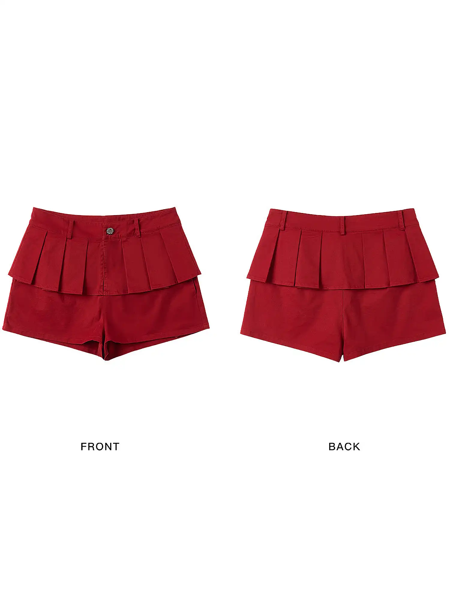 Cherry Red Tiered Ruffle High-Waist Shorts - Image 4
