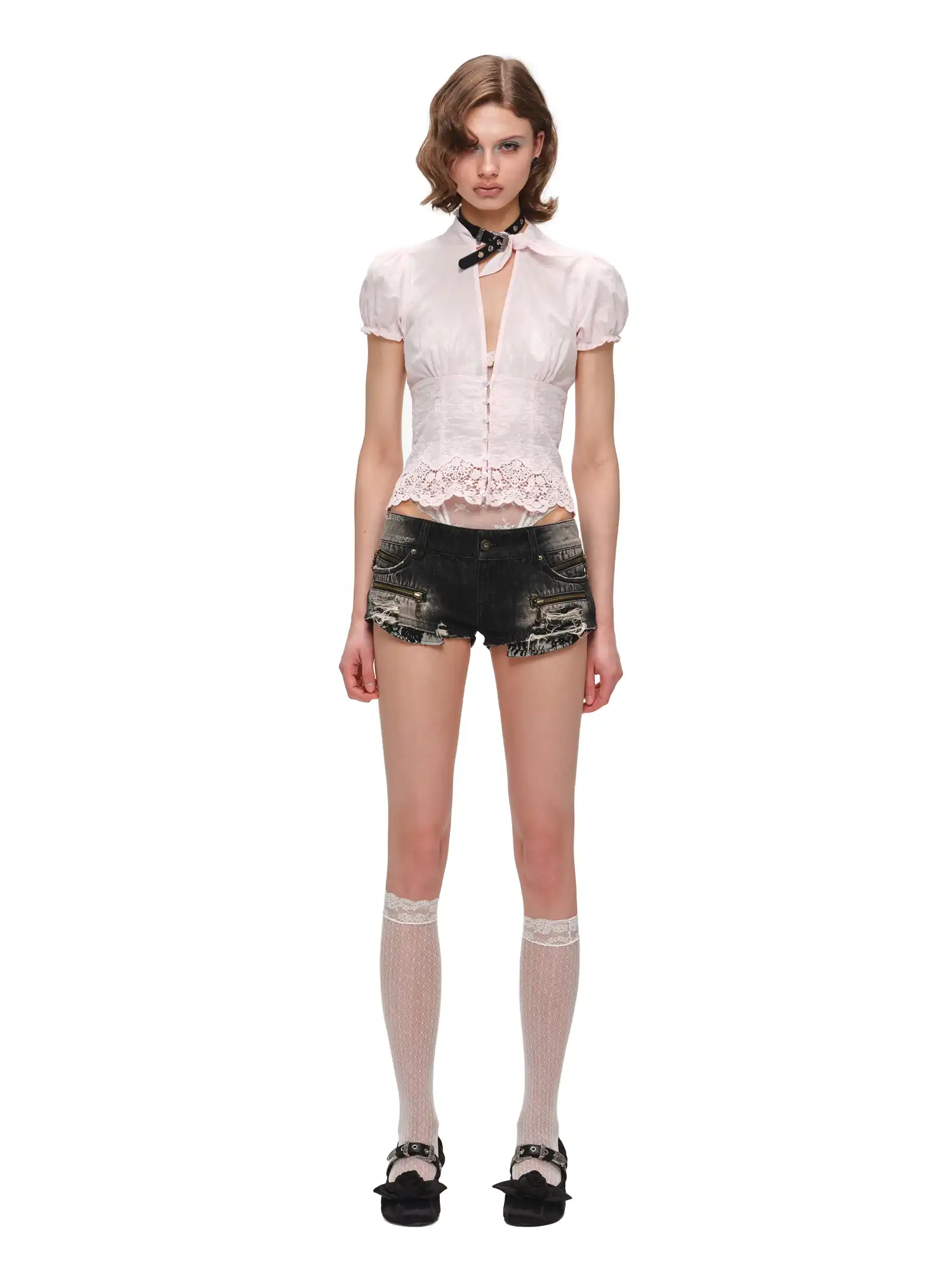Cinched Waist Cotton Eyelet Crop Top - Image 4
