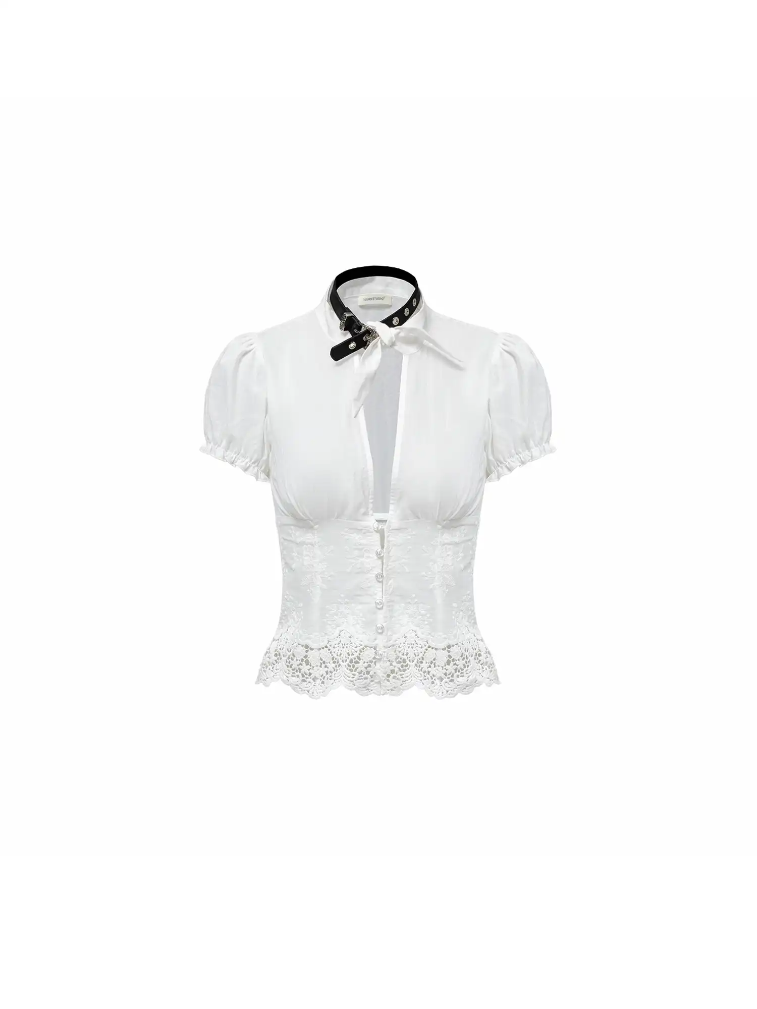 Cinched Waist Cotton Eyelet Crop Top - Image 8