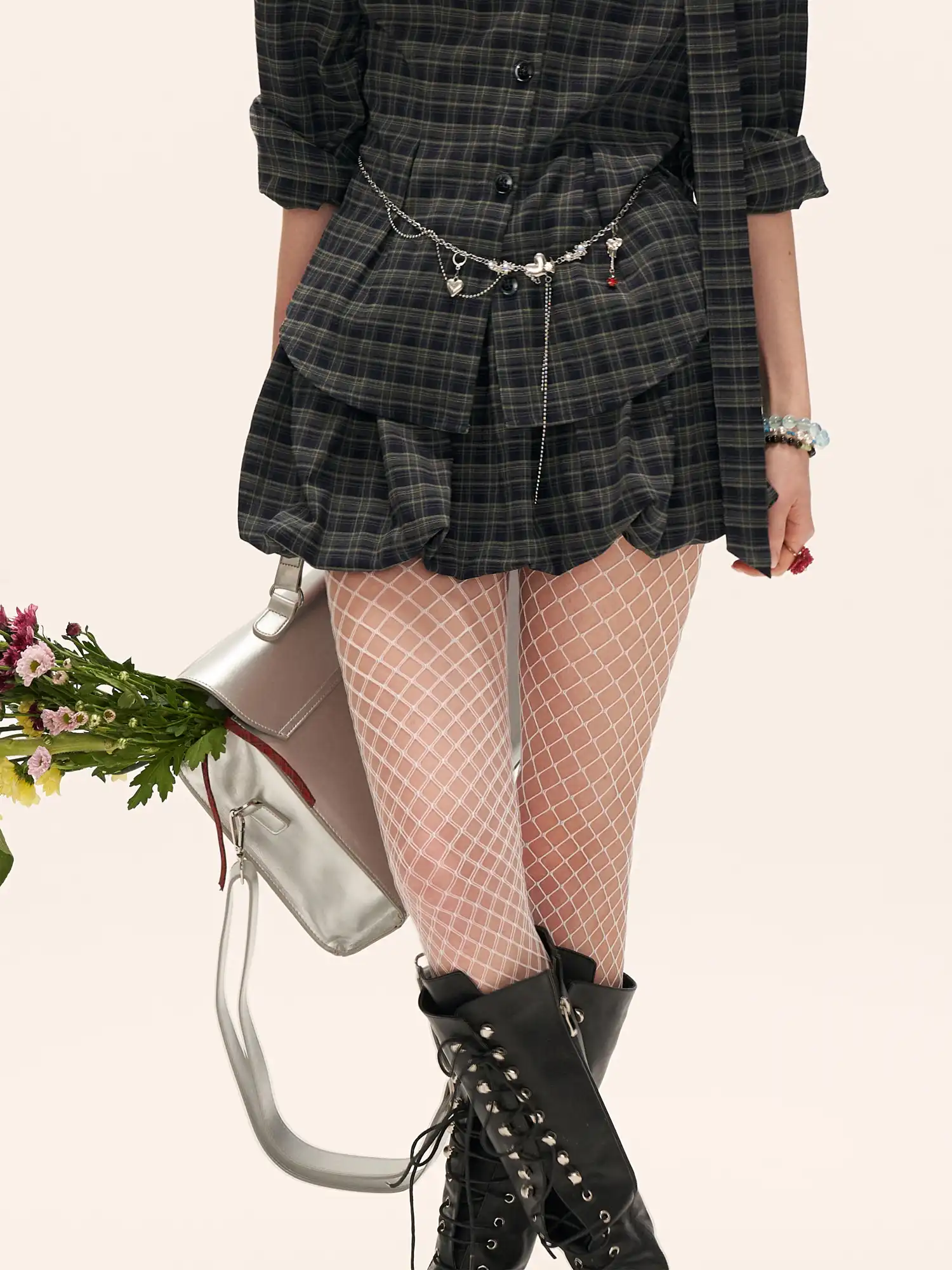 Classic Plaid Mini Bubble Hem Skirt