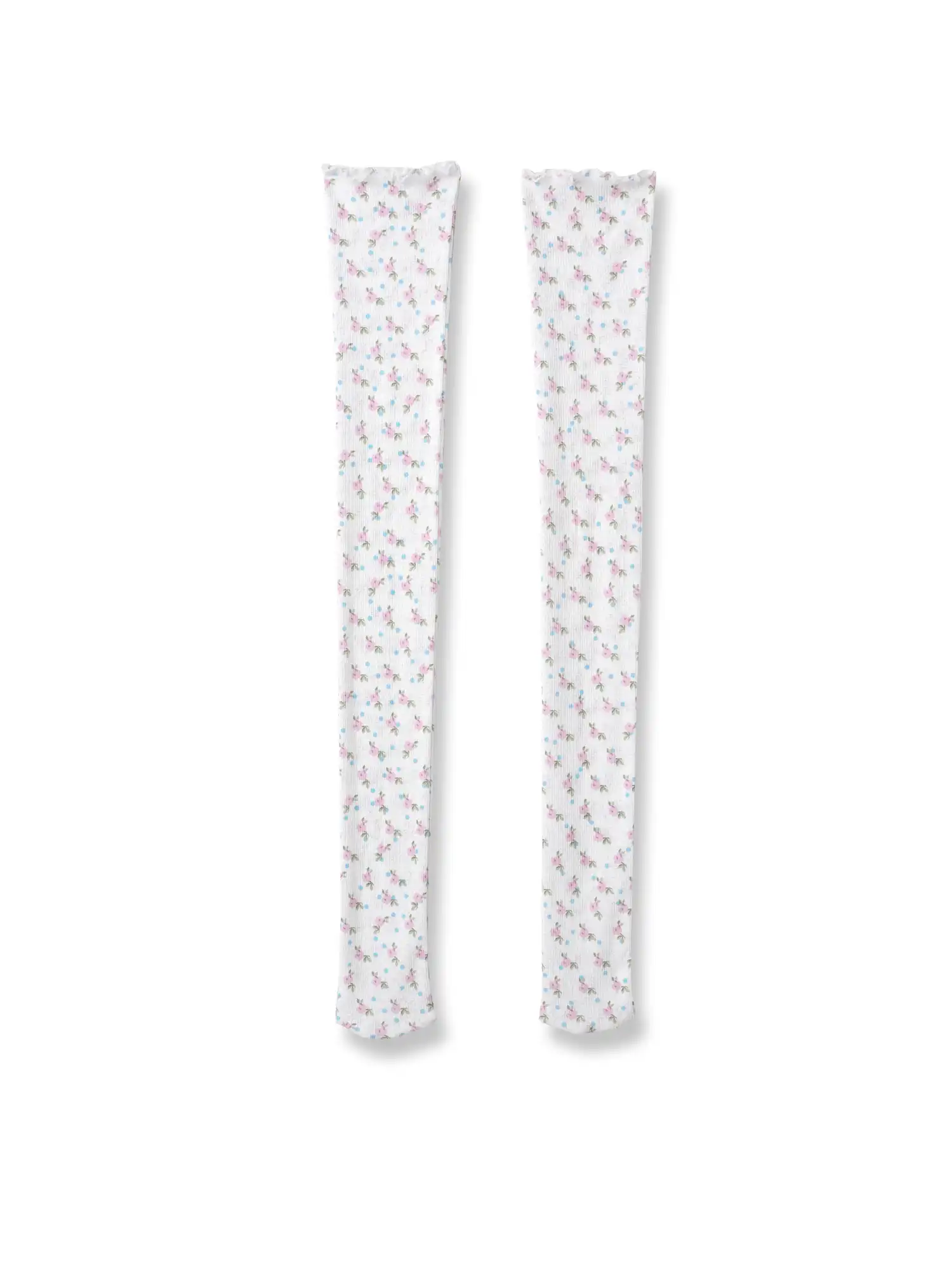 Ruffle Trim Rose Print Knee High Socks - Image 3