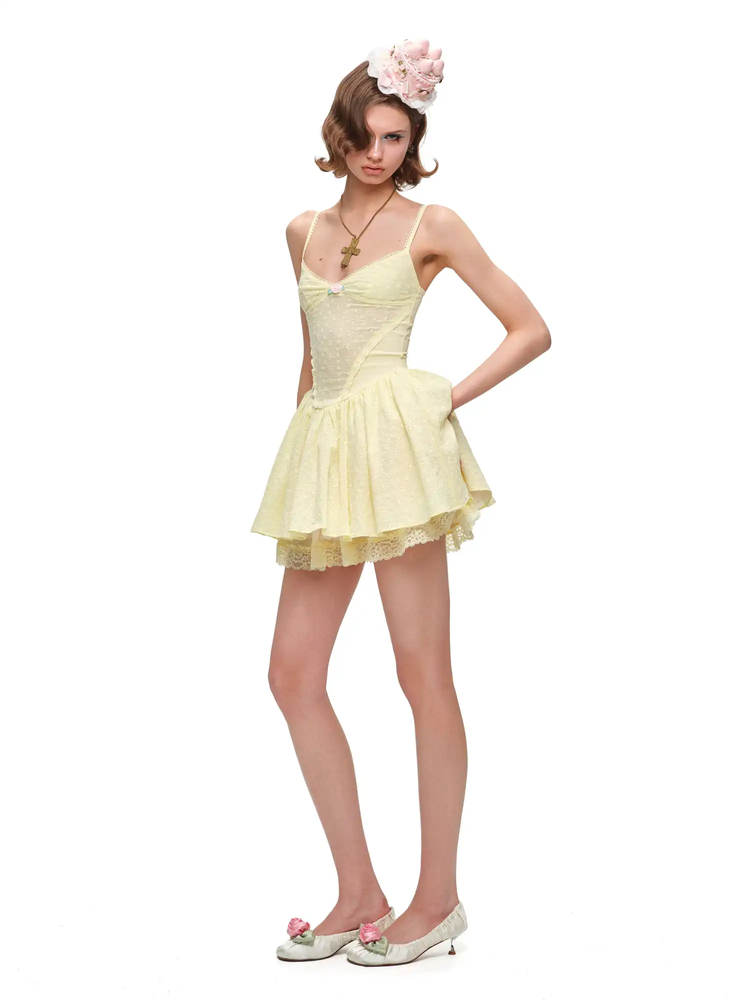 Coquette Lace Eyelet Mini Dress - Image 6