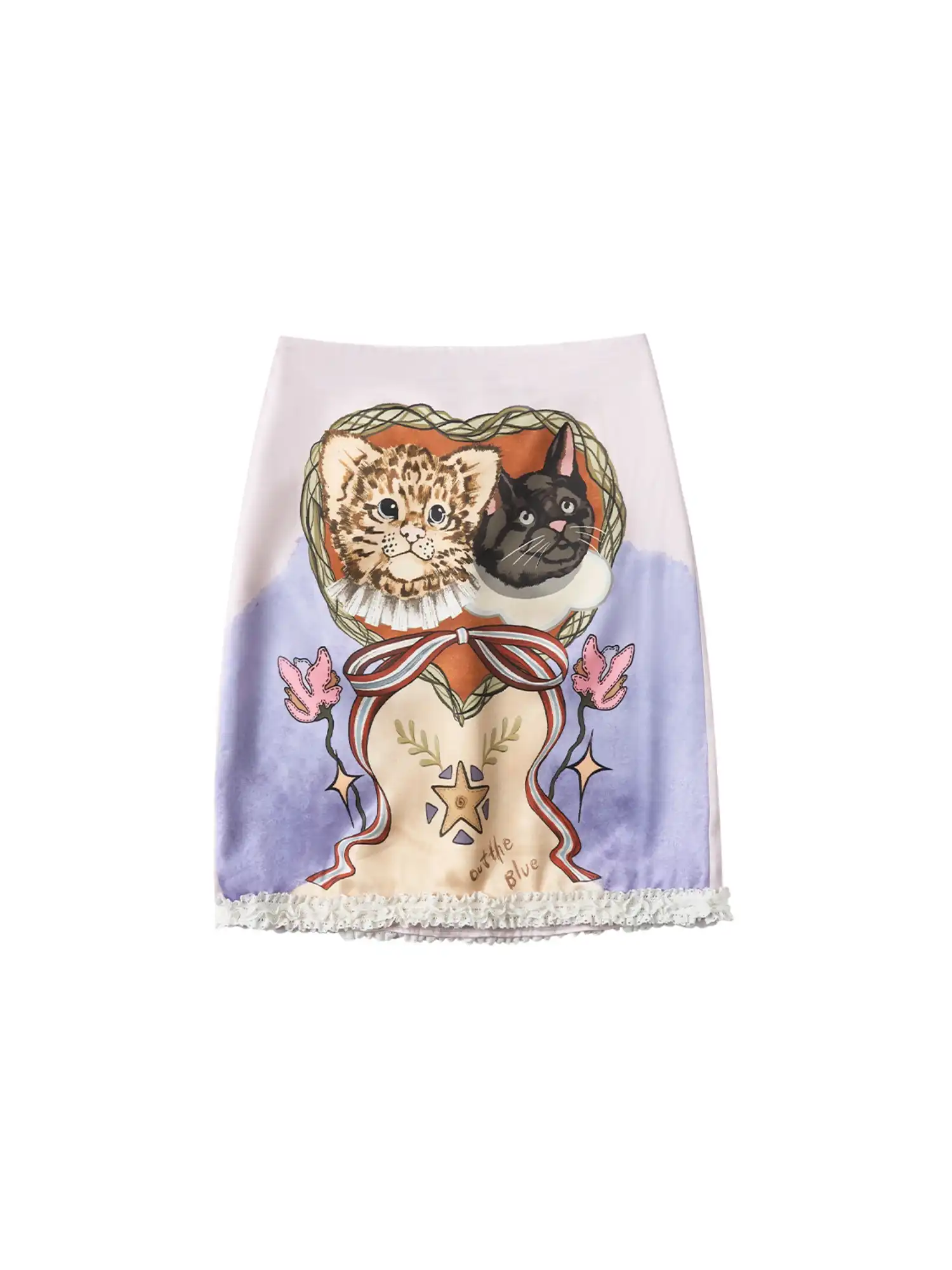 Coquette Lace Trimmed Purple Satin Skirt - Image 9