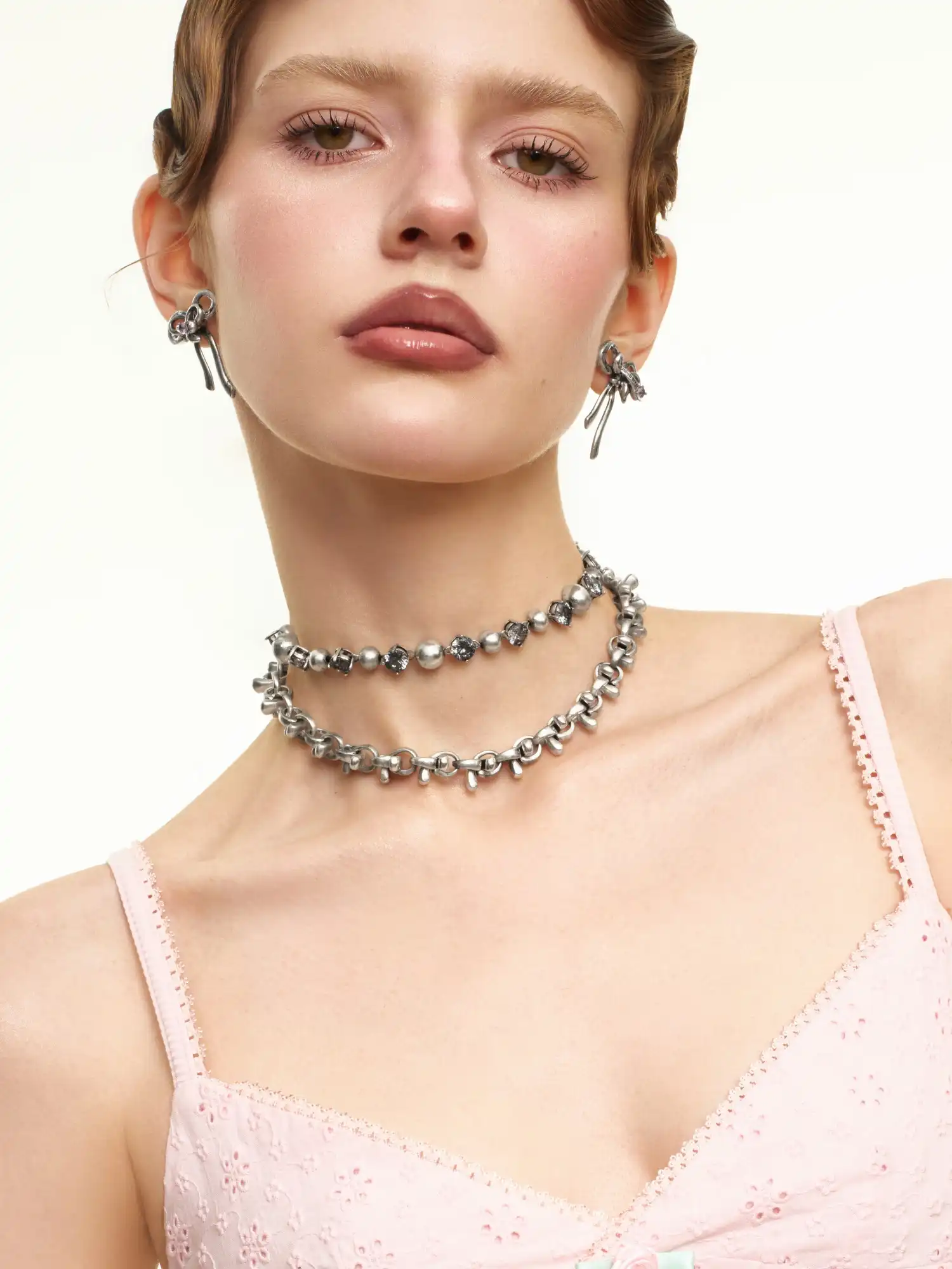 Coquette Sculptural Zircon Choker Necklace - Image 2