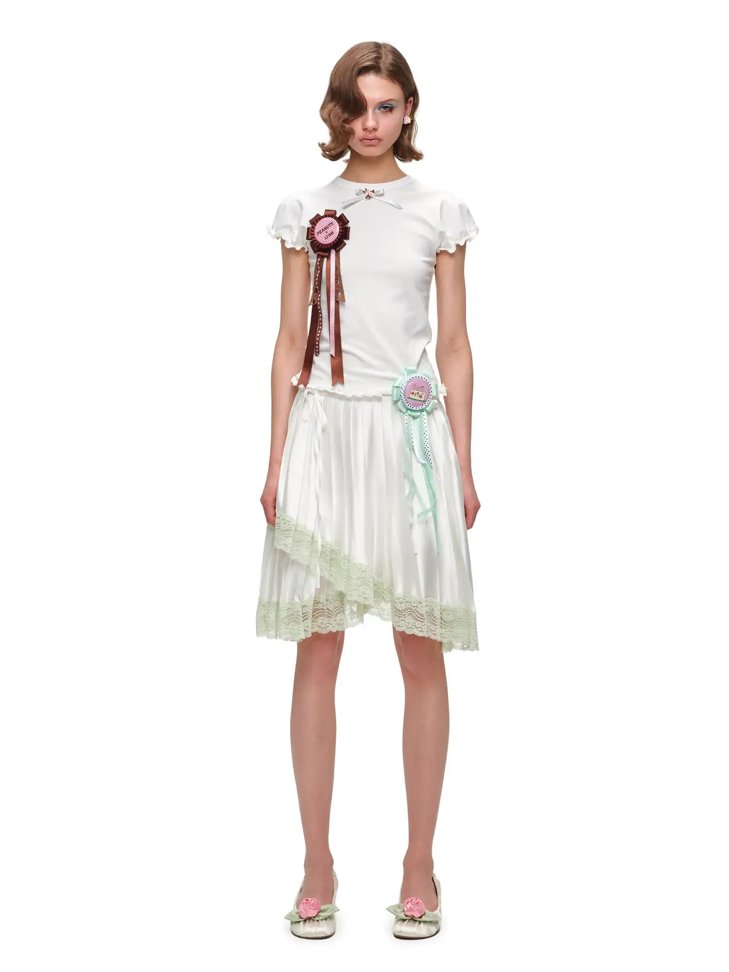 Coquette Style Rosette Puff Sleeve Top - Image 4