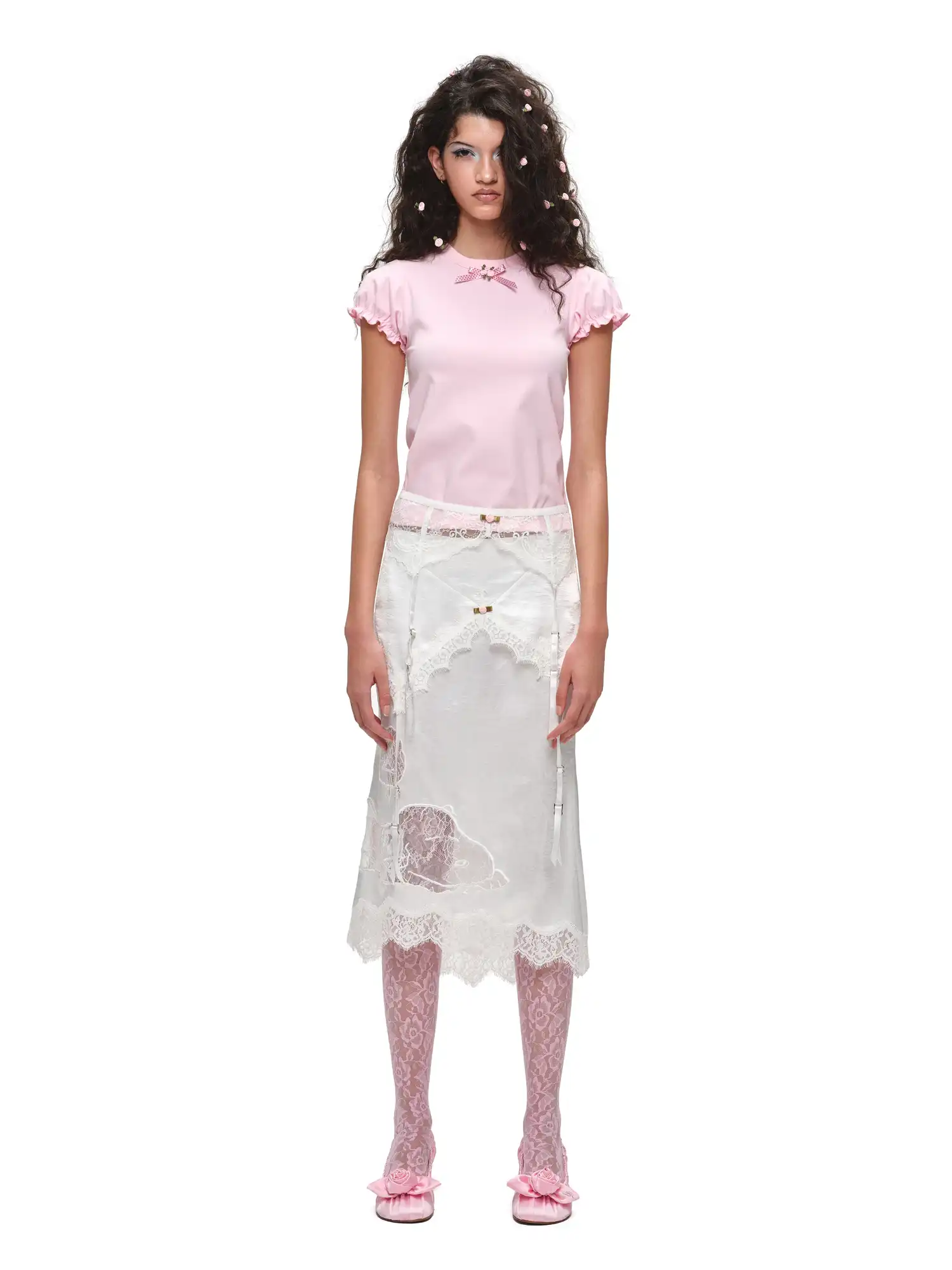 Coquette Style Rosette Puff Sleeve Top - Image 8
