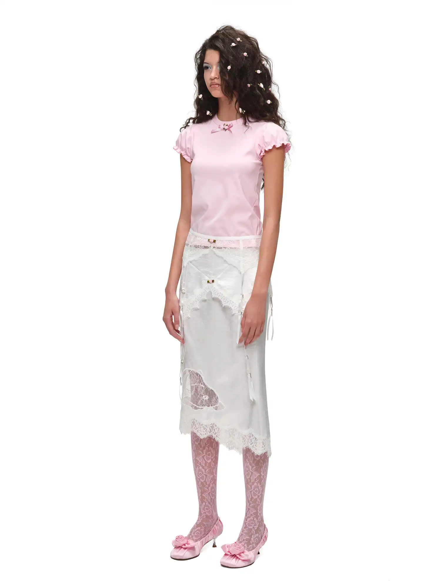 Coquette Style Rosette Puff Sleeve Top - Image 9