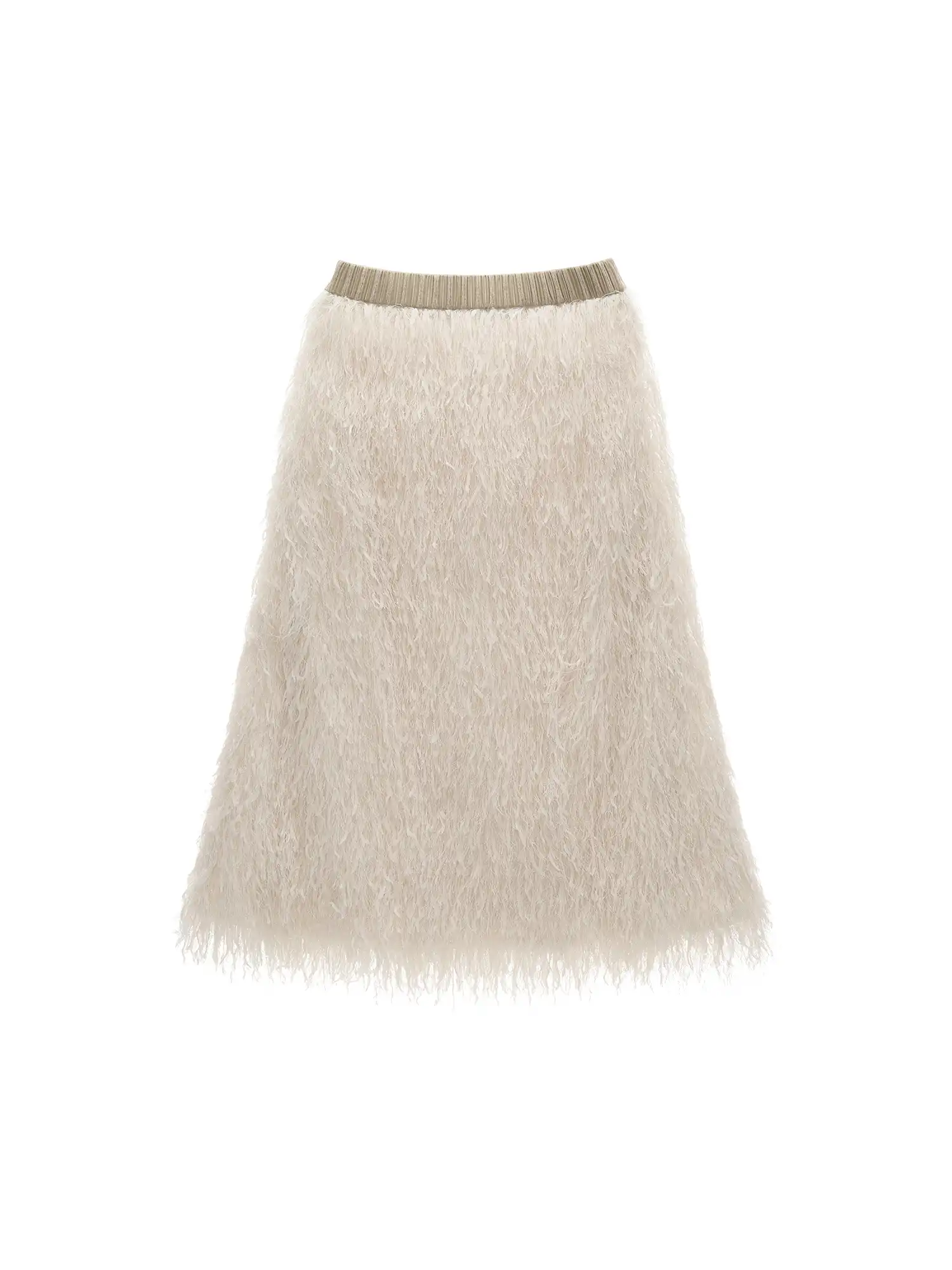 Creamy Feather Tassle Midi Skirt - Image 7