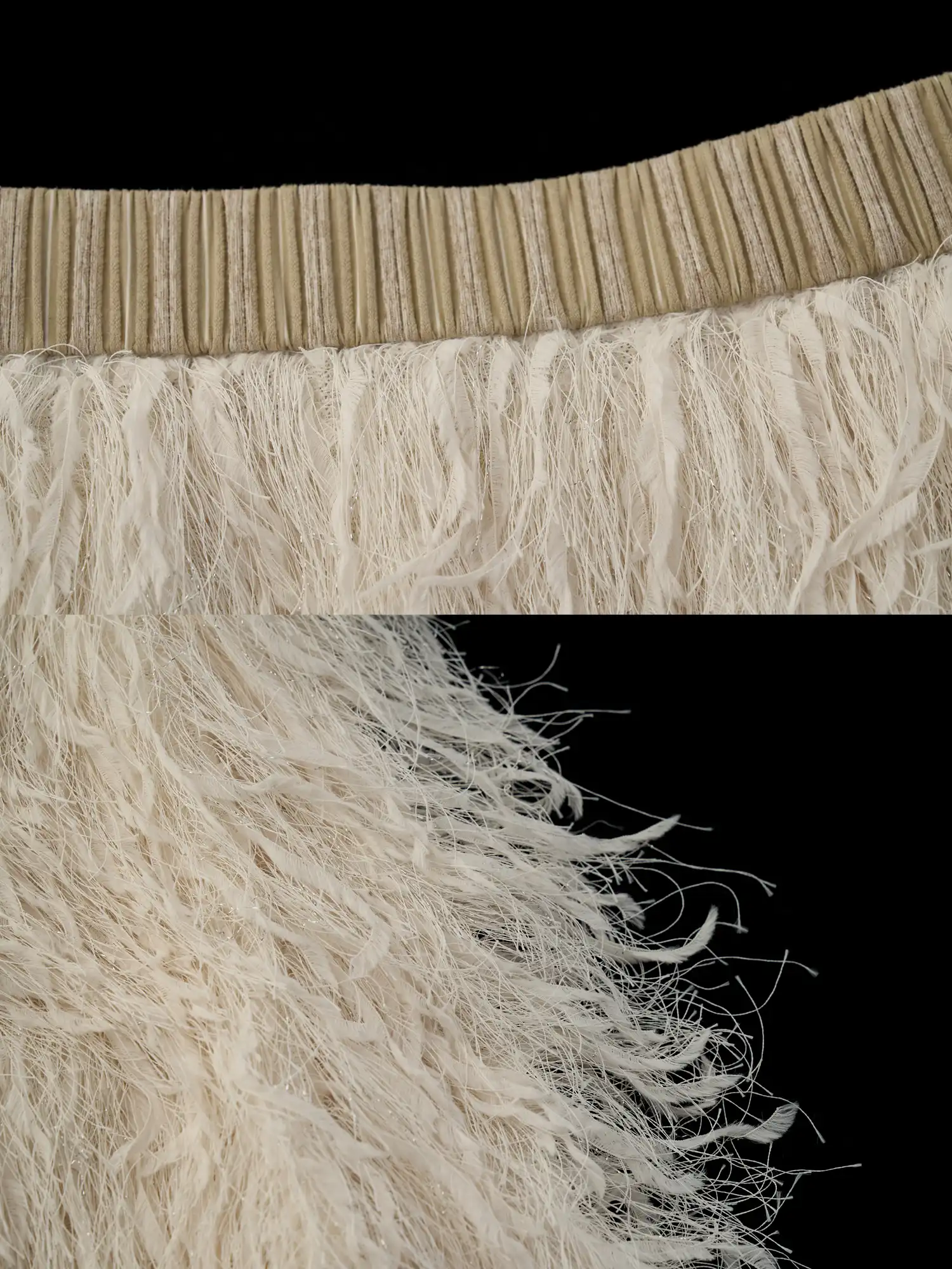 Creamy Feather Tassle Midi Skirt - Image 8