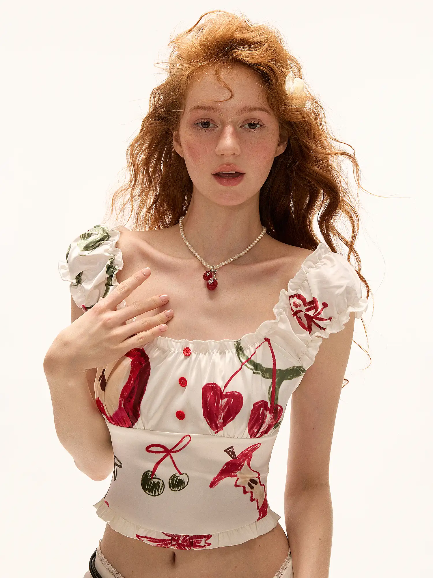 Cute Summer Cherry Crop Top
