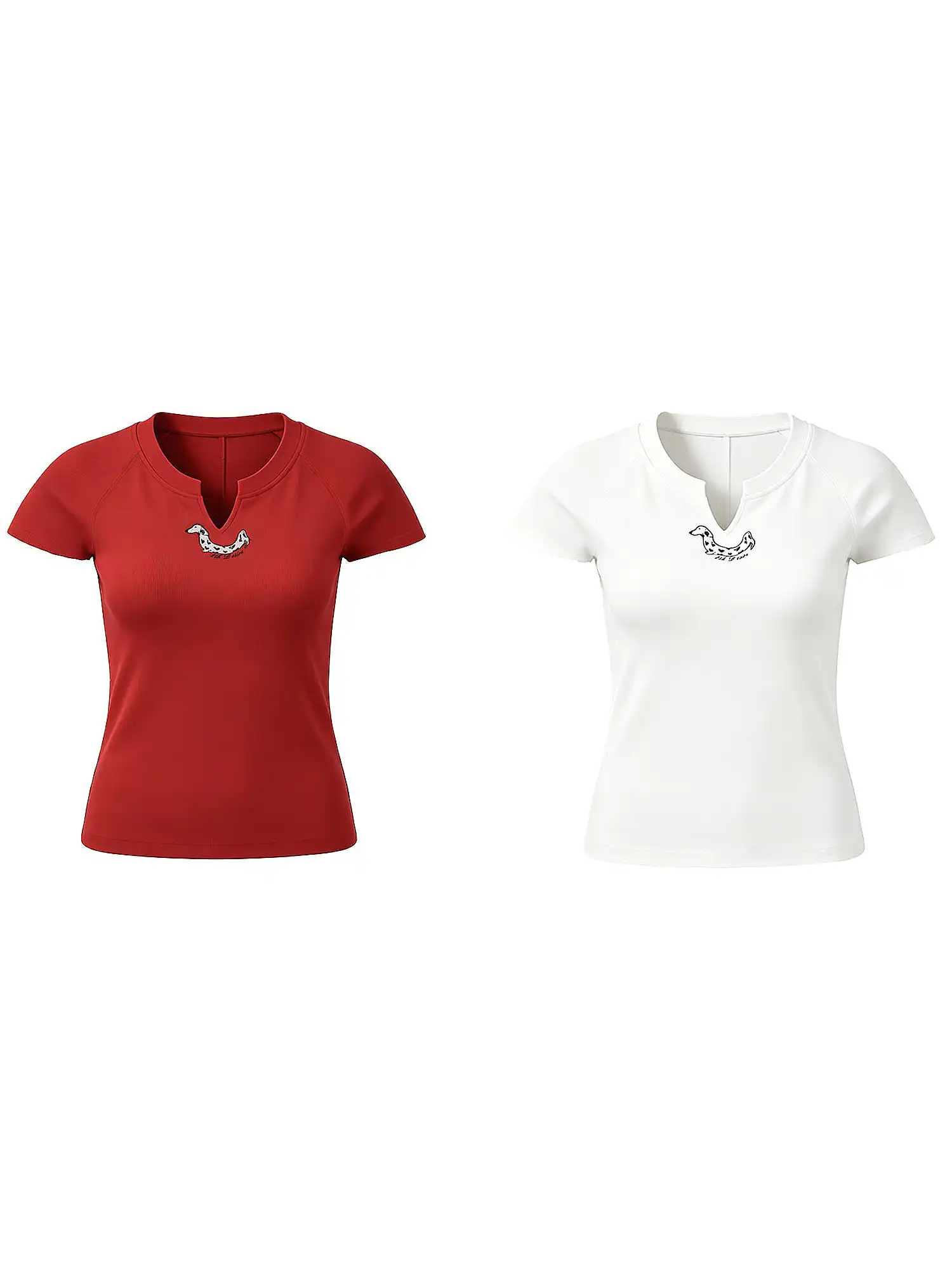 Dalmatian Graphic Notched V Neck Crop Top - Image 9