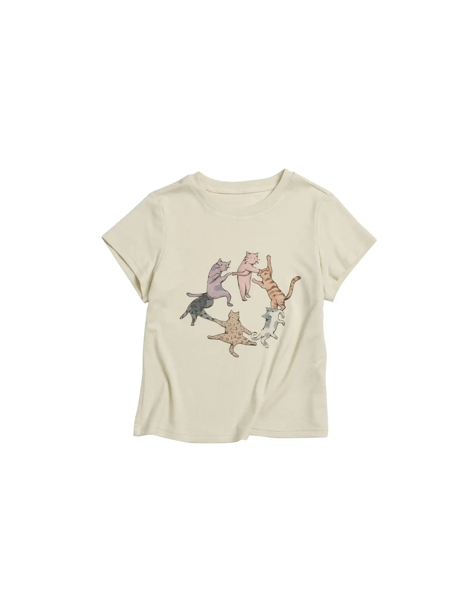 Dancing Cat Cotton Jersey Short Sleeves Crop Top - Image 3