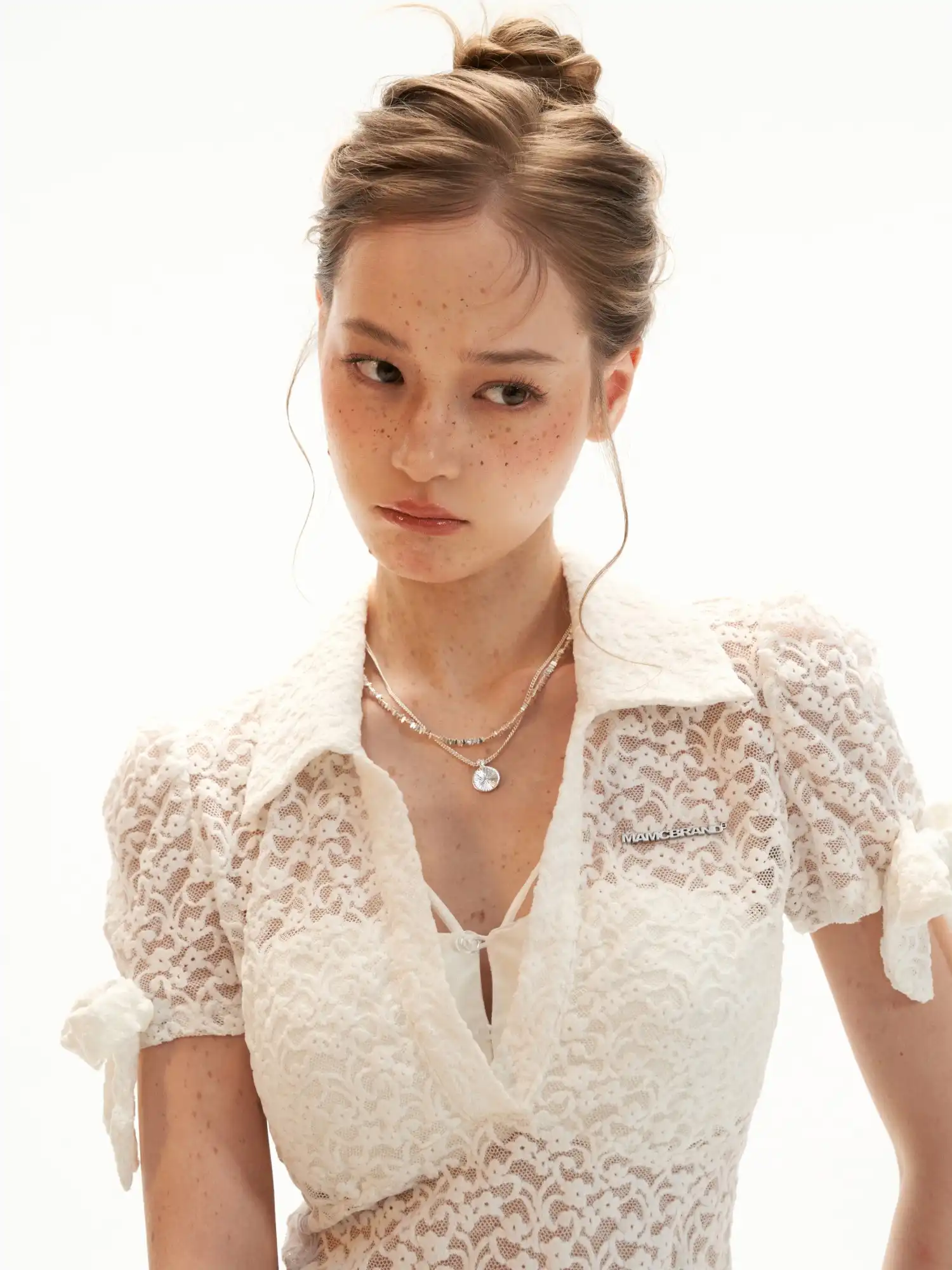 Deep V-Neck Floral Lace Top - Image 2