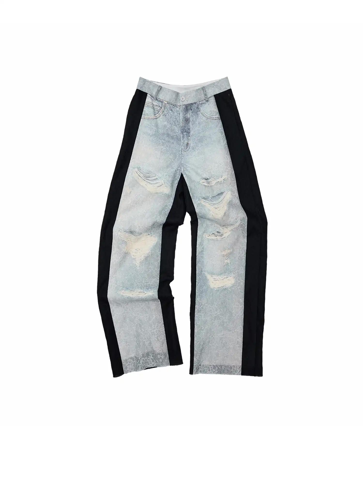 Distressed Lace-Panel Baggy Jeans - Image 11