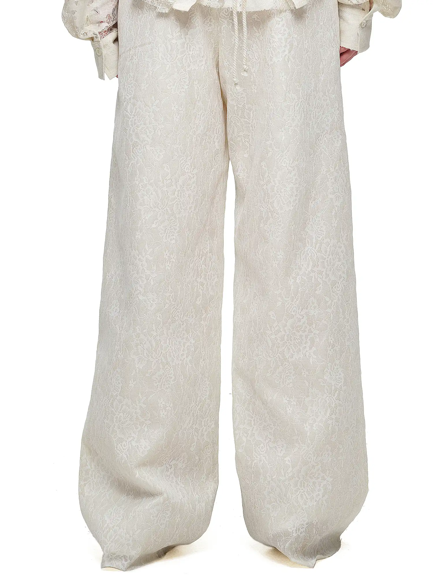 Distressed Lace-Panel Baggy Jeans - Image 2