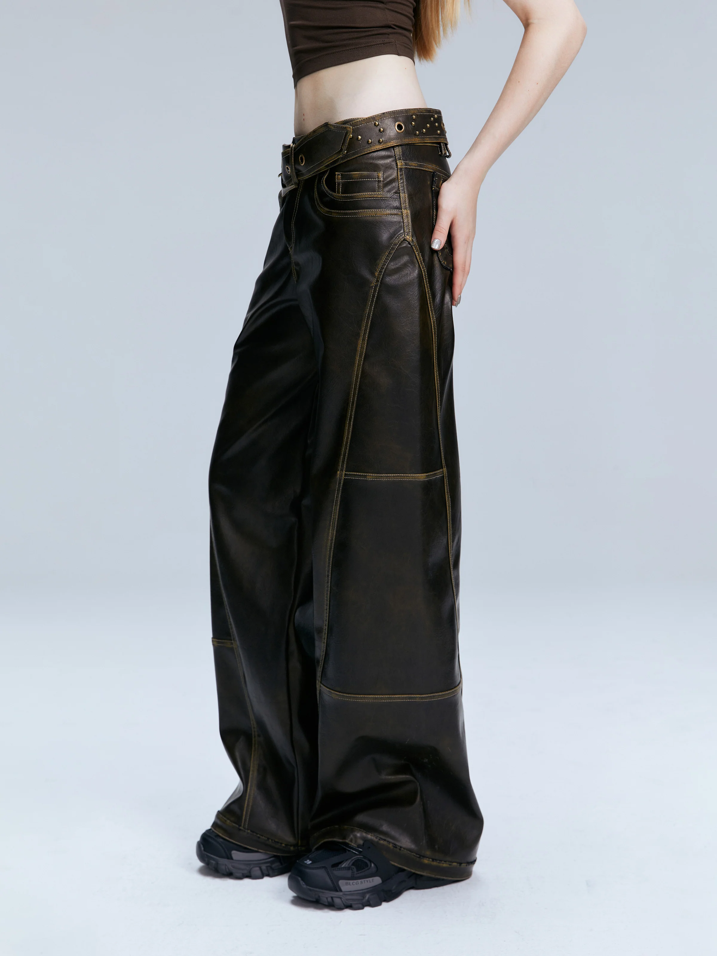 Distressed Leather Pants - Image 3
