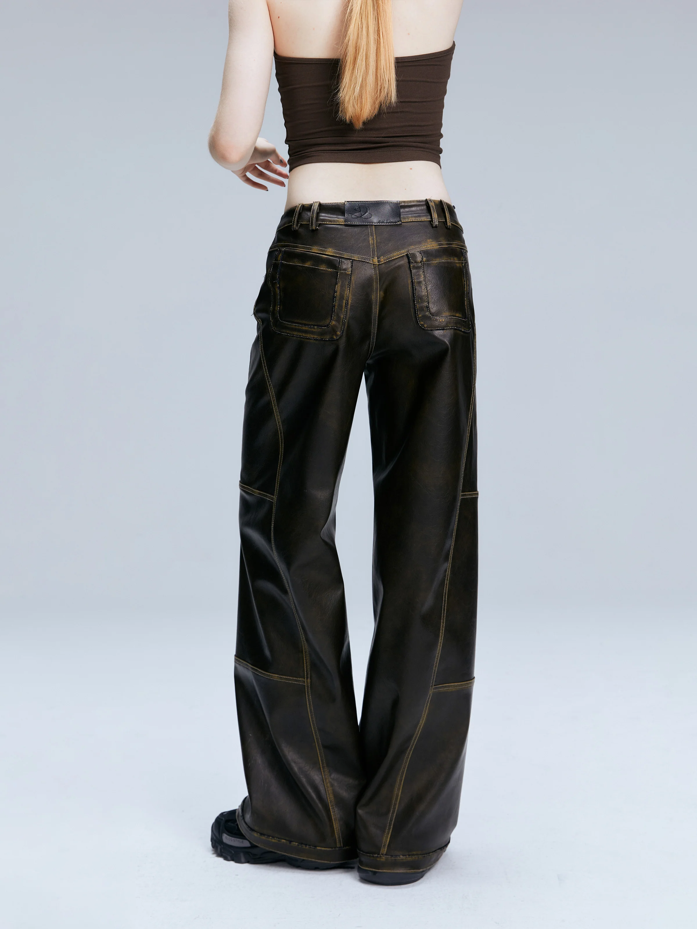 Distressed Leather Pants - Image 4