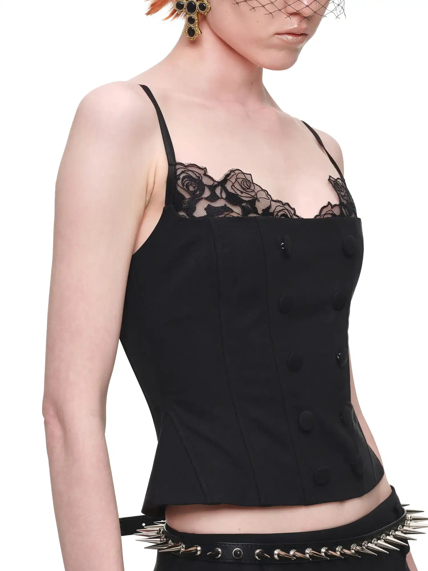 Double-Breasted Layered Lace Corset Top - Image 10