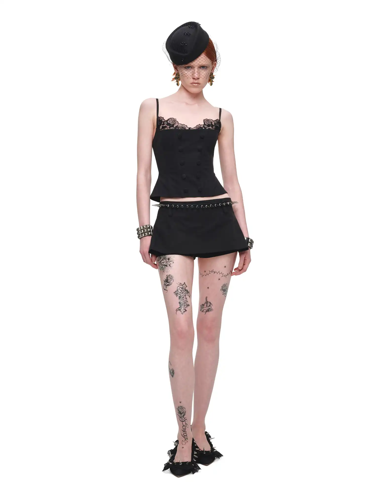 Double-Breasted Layered Lace Corset Top - Image 12