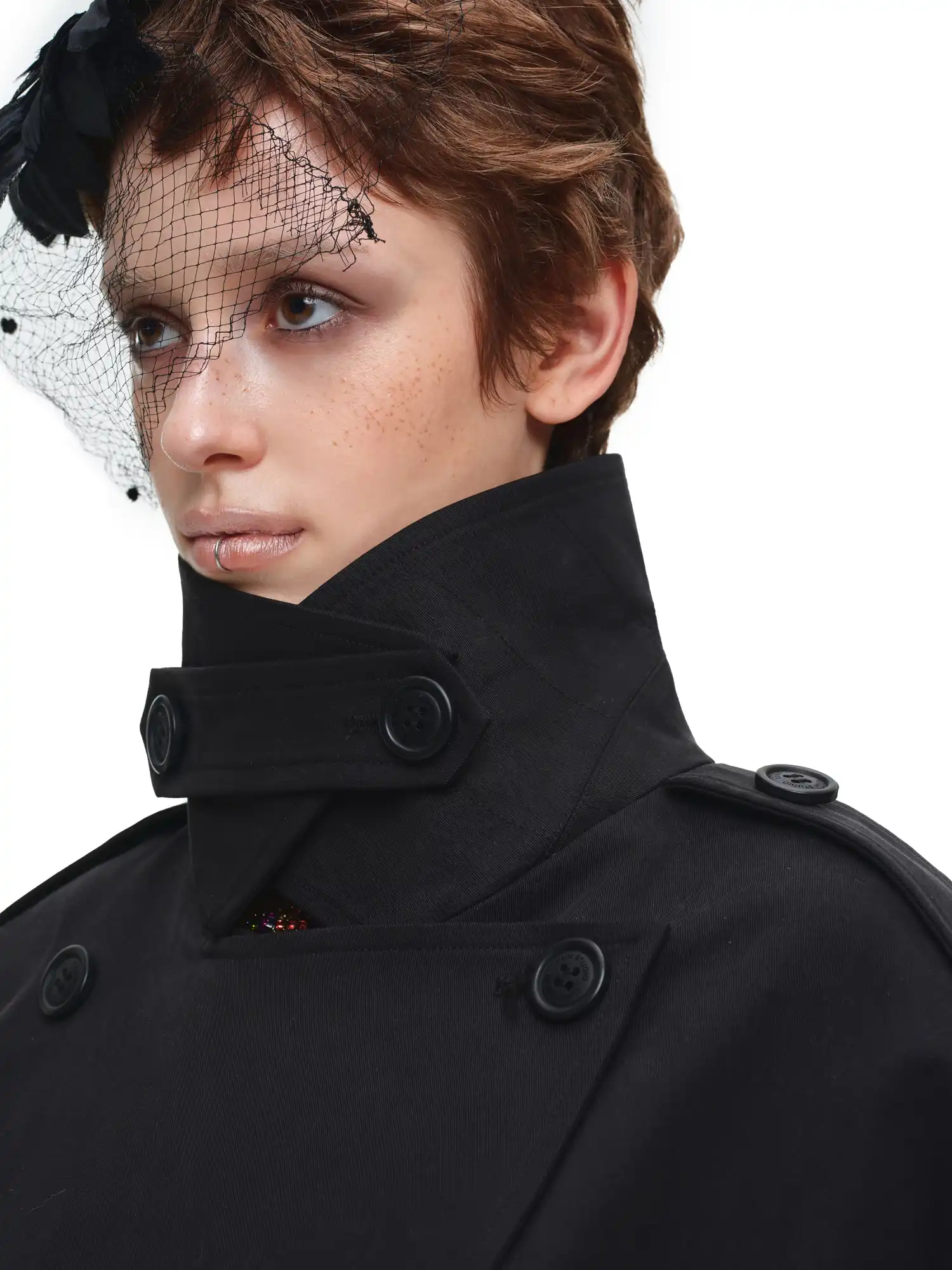 Double-Breasted Oversized Crop Trench Coat - Image 10