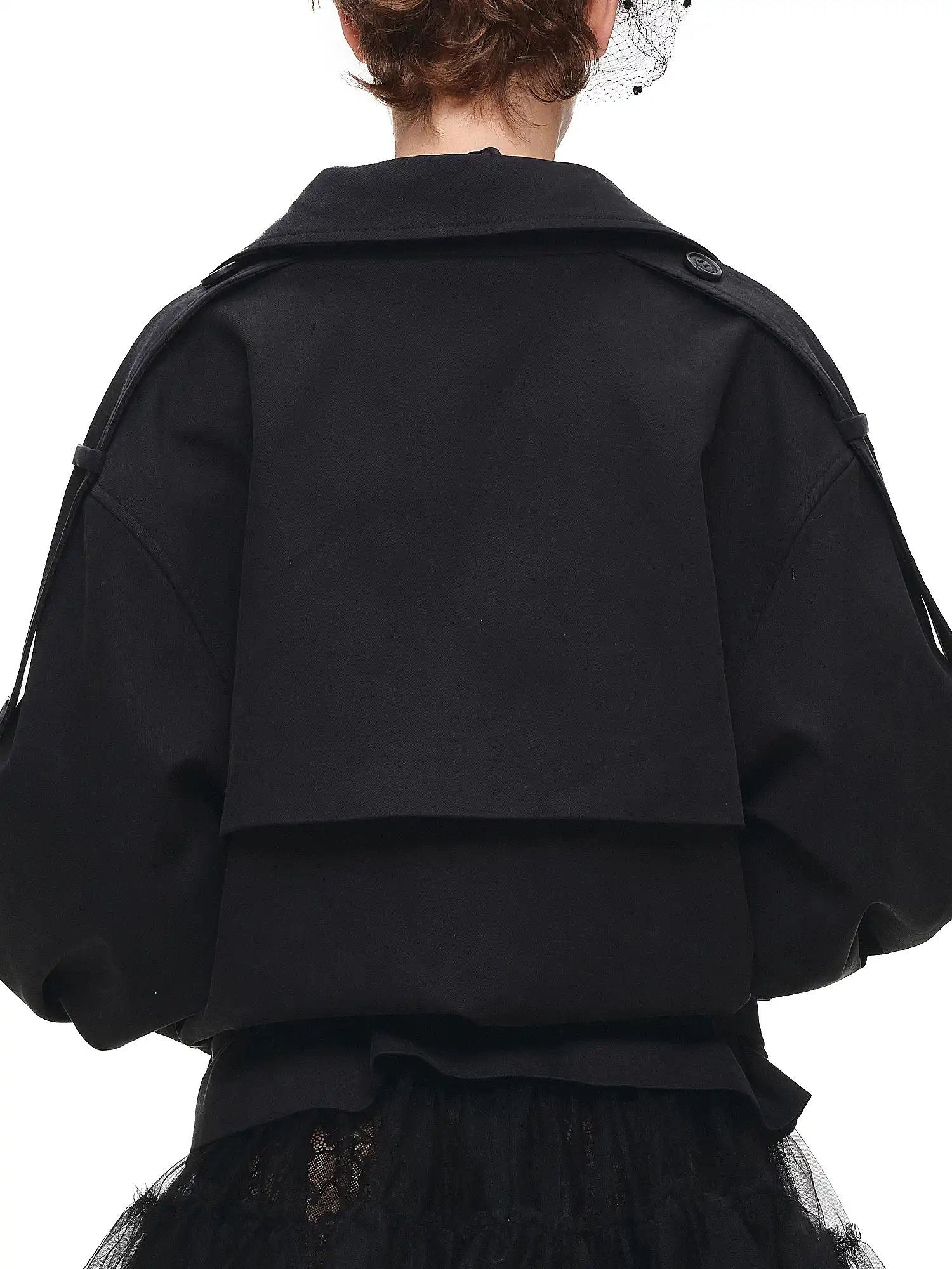 Double-Breasted Oversized Crop Trench Coat - Image 11
