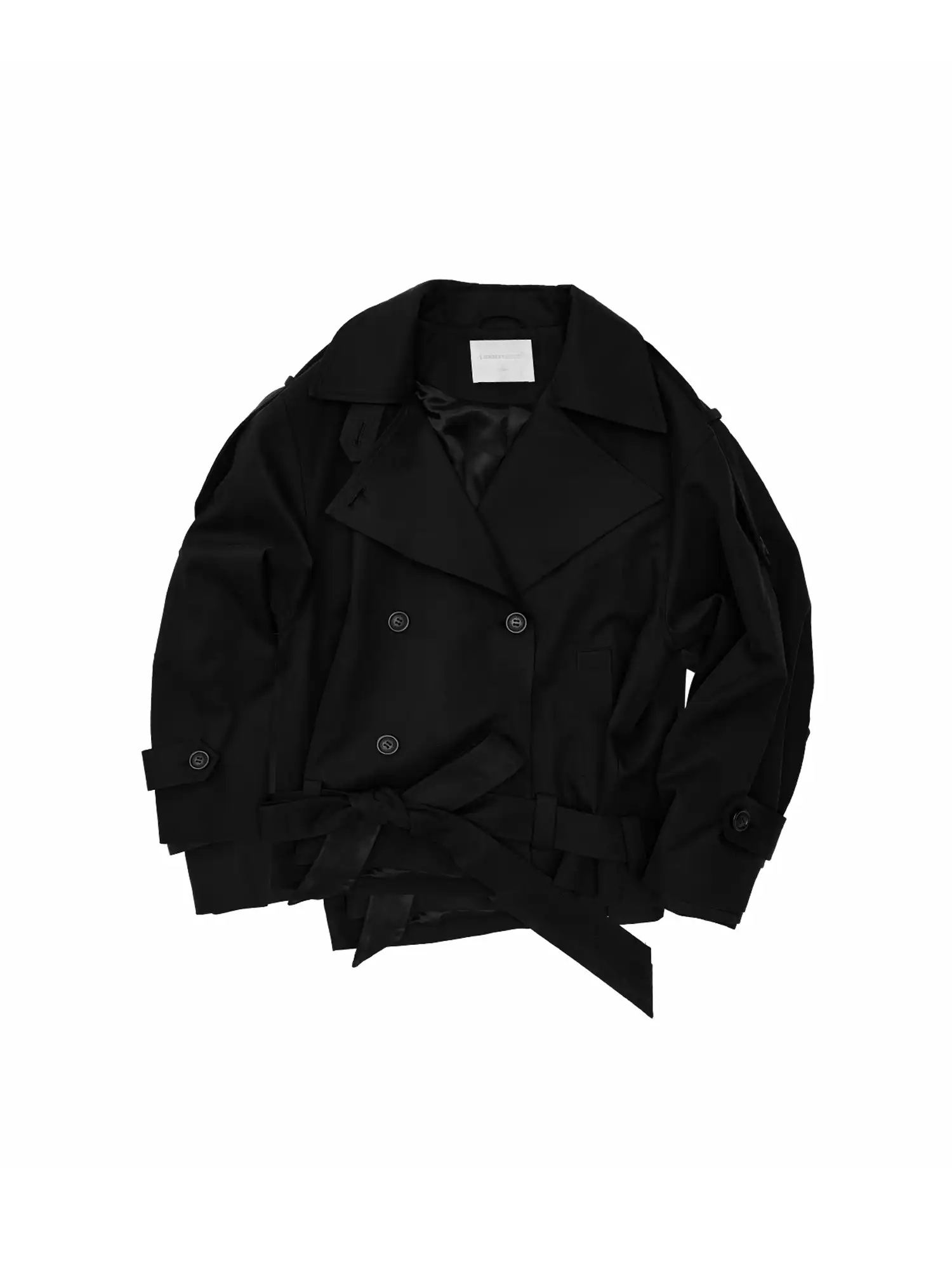 Double-Breasted Oversized Crop Trench Coat - Image 12