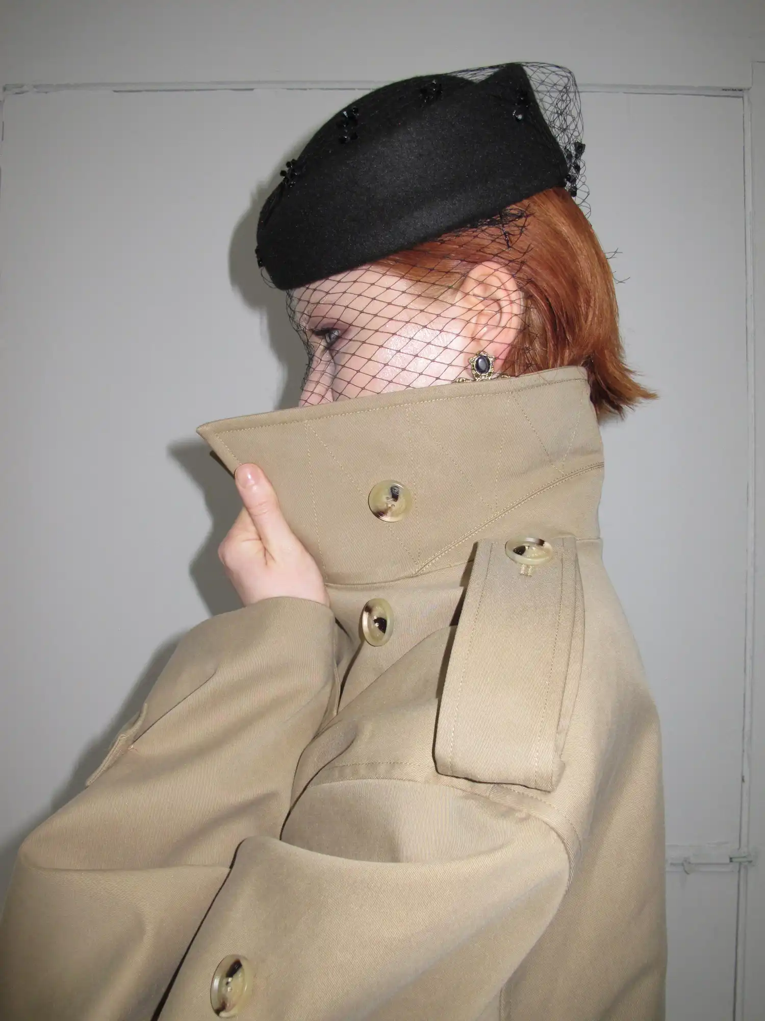 Double-Breasted Oversized Crop Trench Coat - Image 2