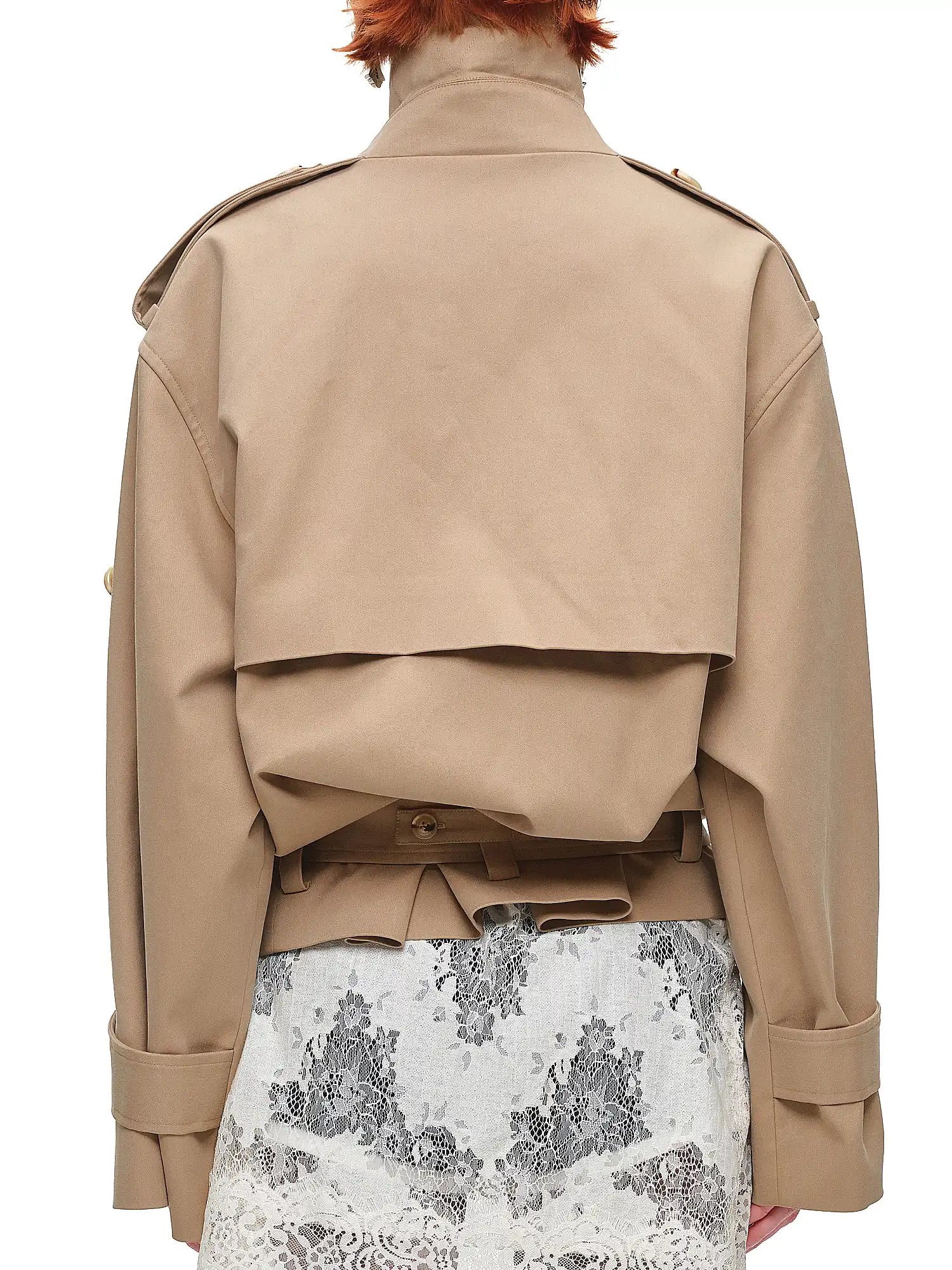 Double-Breasted Oversized Crop Trench Coat - Image 4