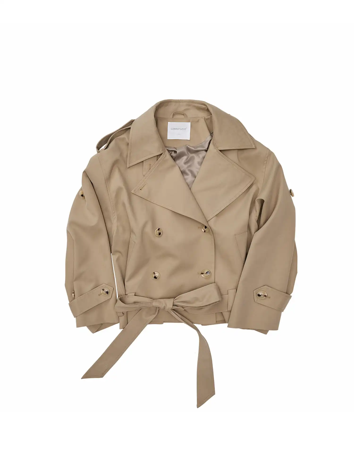 Double-Breasted Oversized Crop Trench Coat - Image 5
