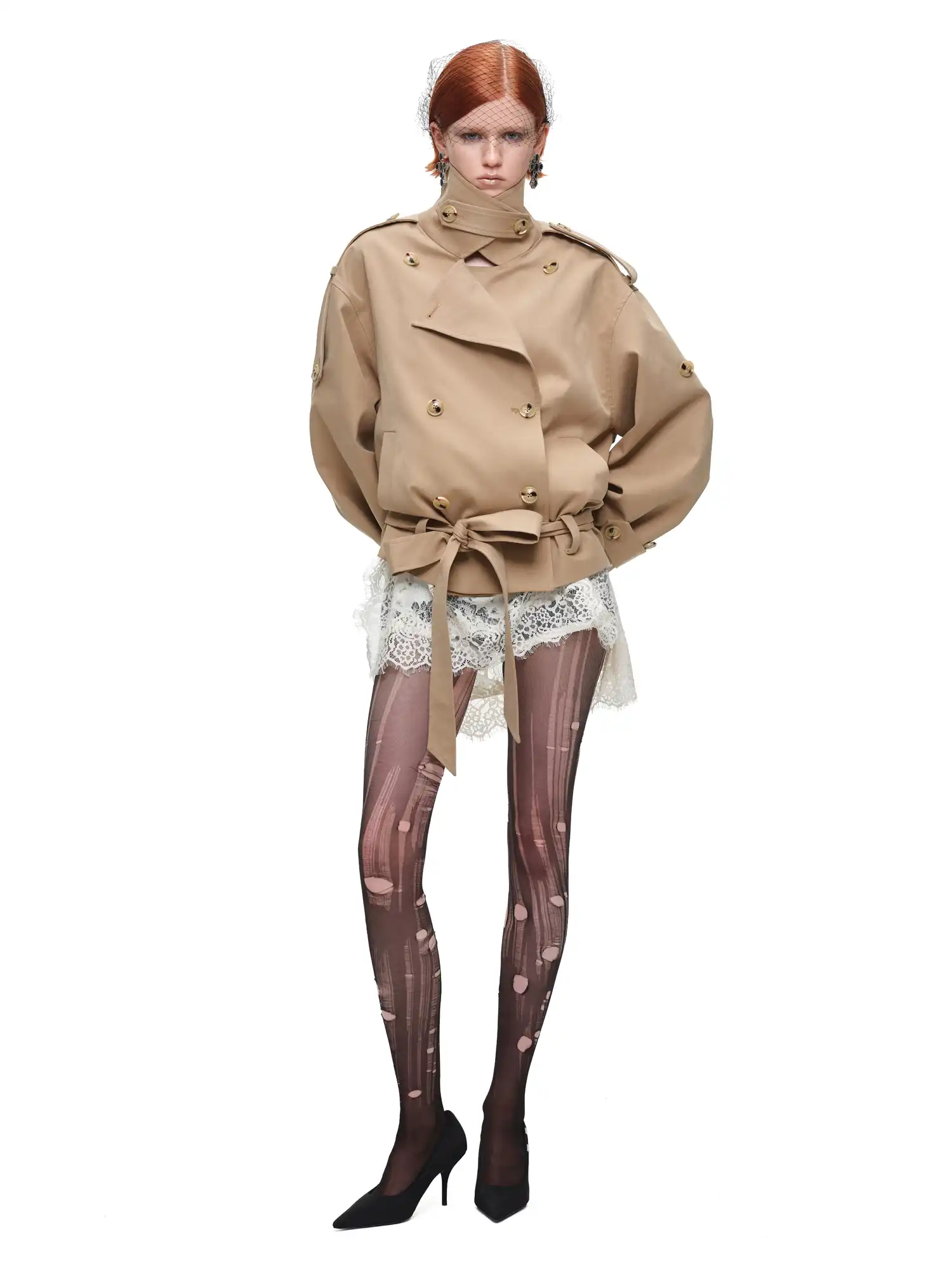 Double-Breasted Oversized Crop Trench Coat - Image 7