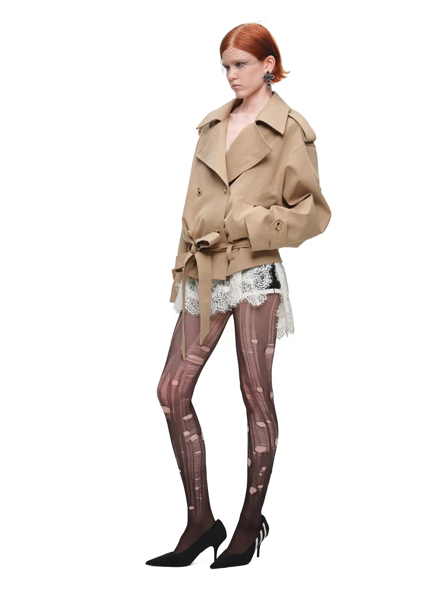 Double-Breasted Oversized Crop Trench Coat - Image 8