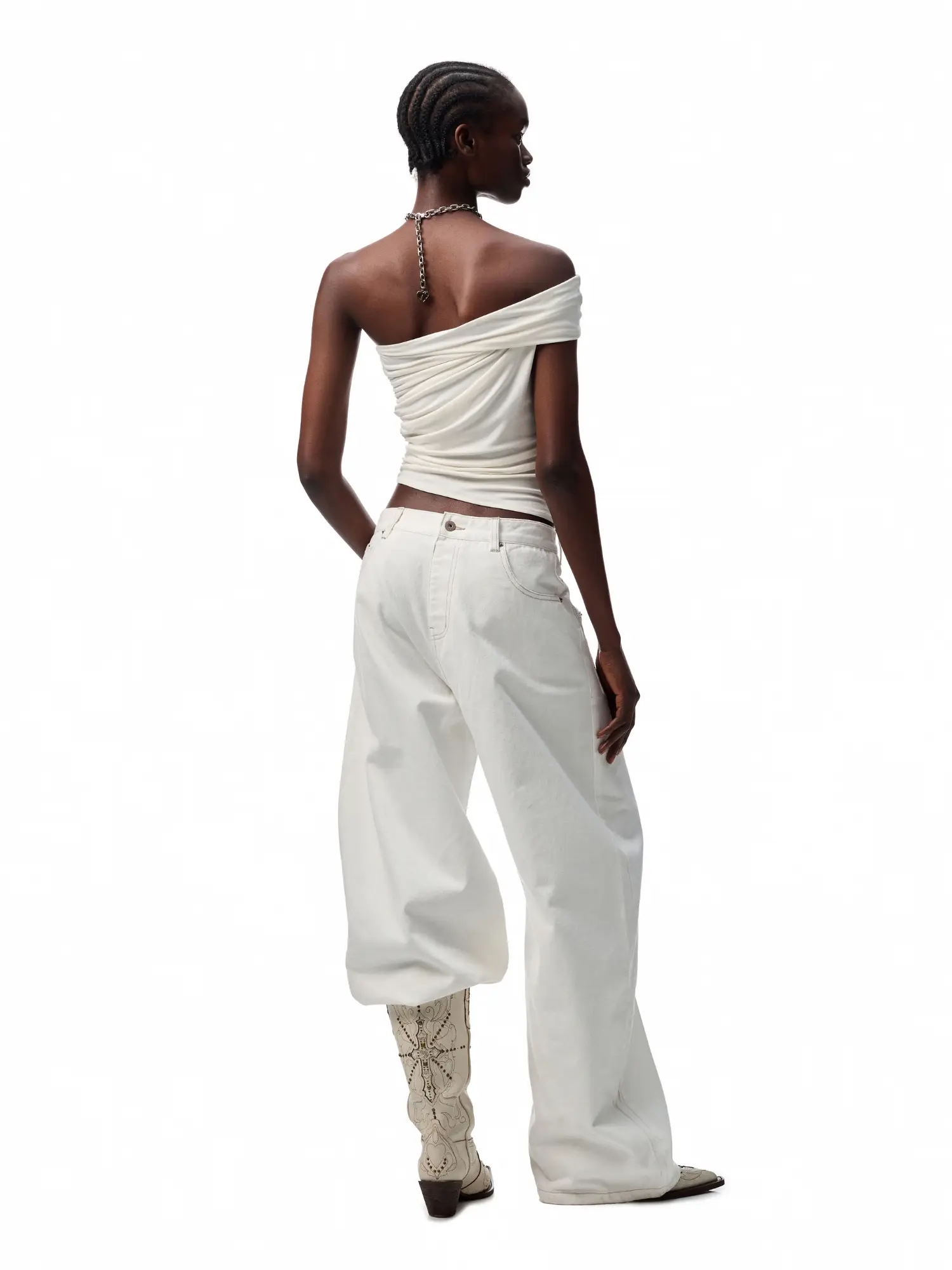 Foldover Collar Asymmetric Tank Top - Image 8