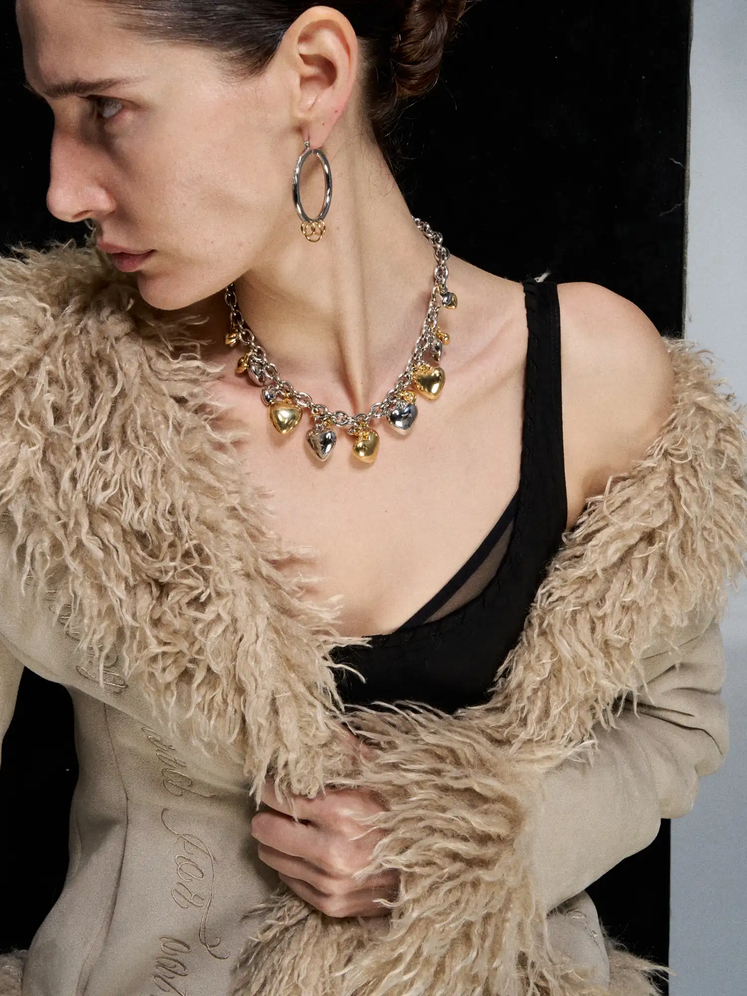 Dual-Tone Triple-Ring Layered Earrings - Image 5
