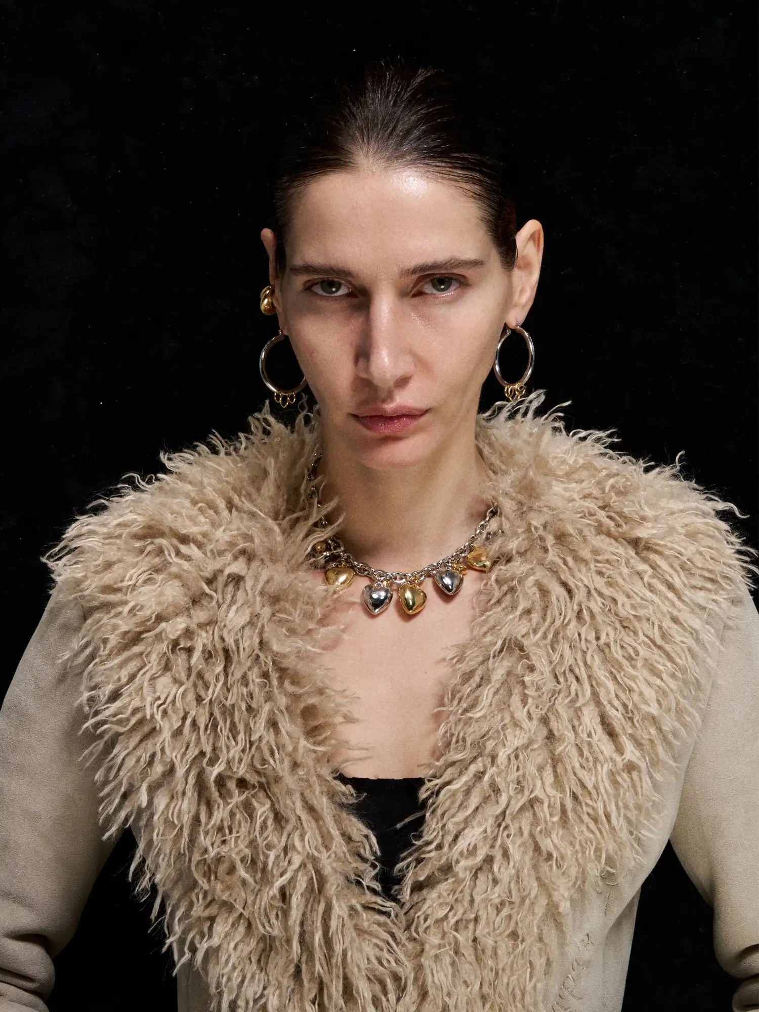 Dual-Tone Triple-Ring Layered Earrings - Image 7