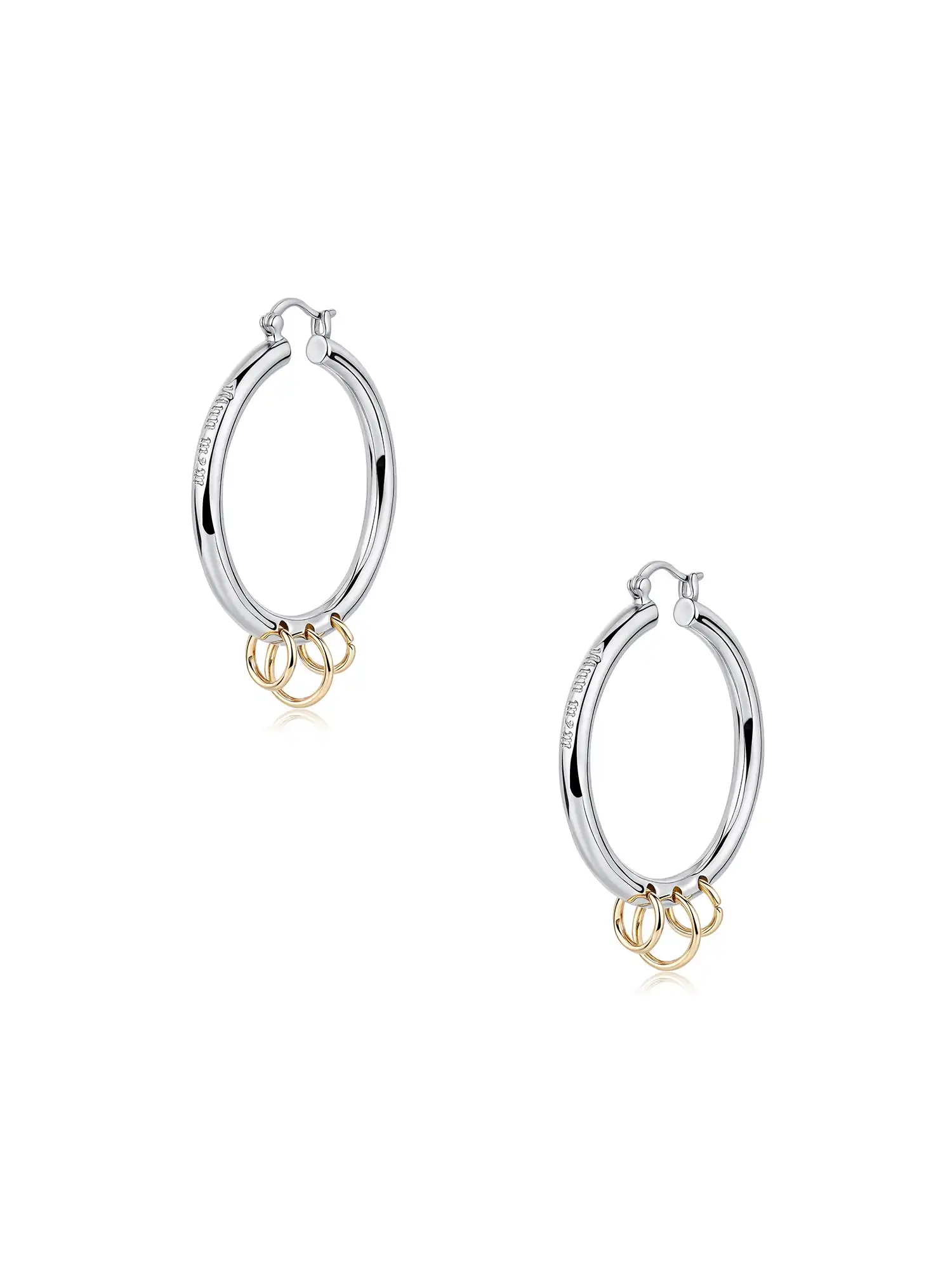 Dual-Tone Triple-Ring Layered Earrings - Image 8