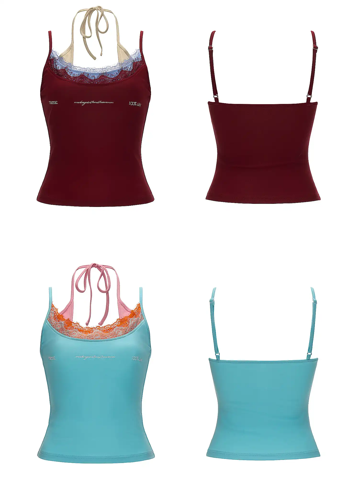 Embroidered Layered Lace Trim Tank Top - Image 5
