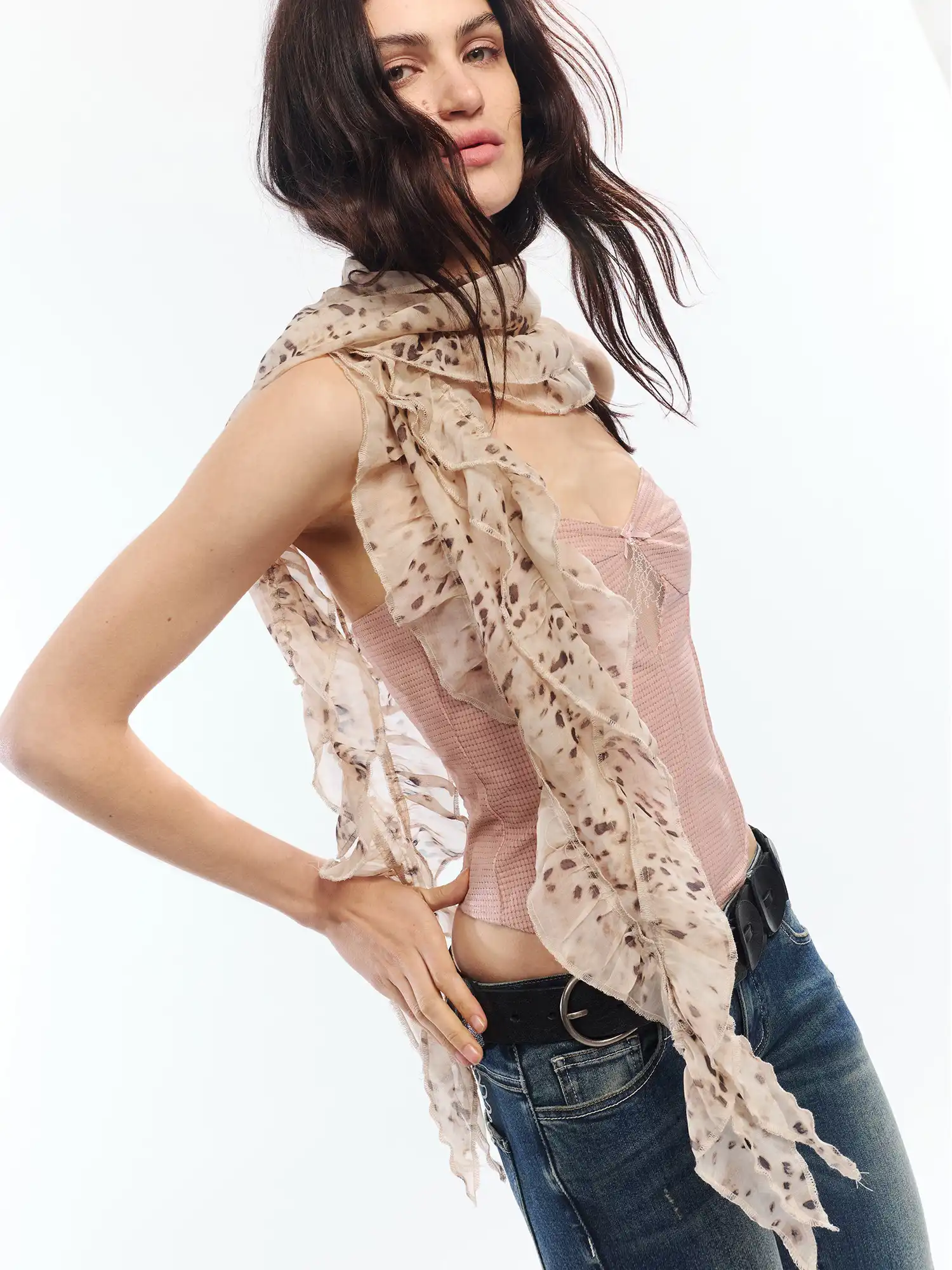 Faded Leopard Sheer Chiffon Scarf