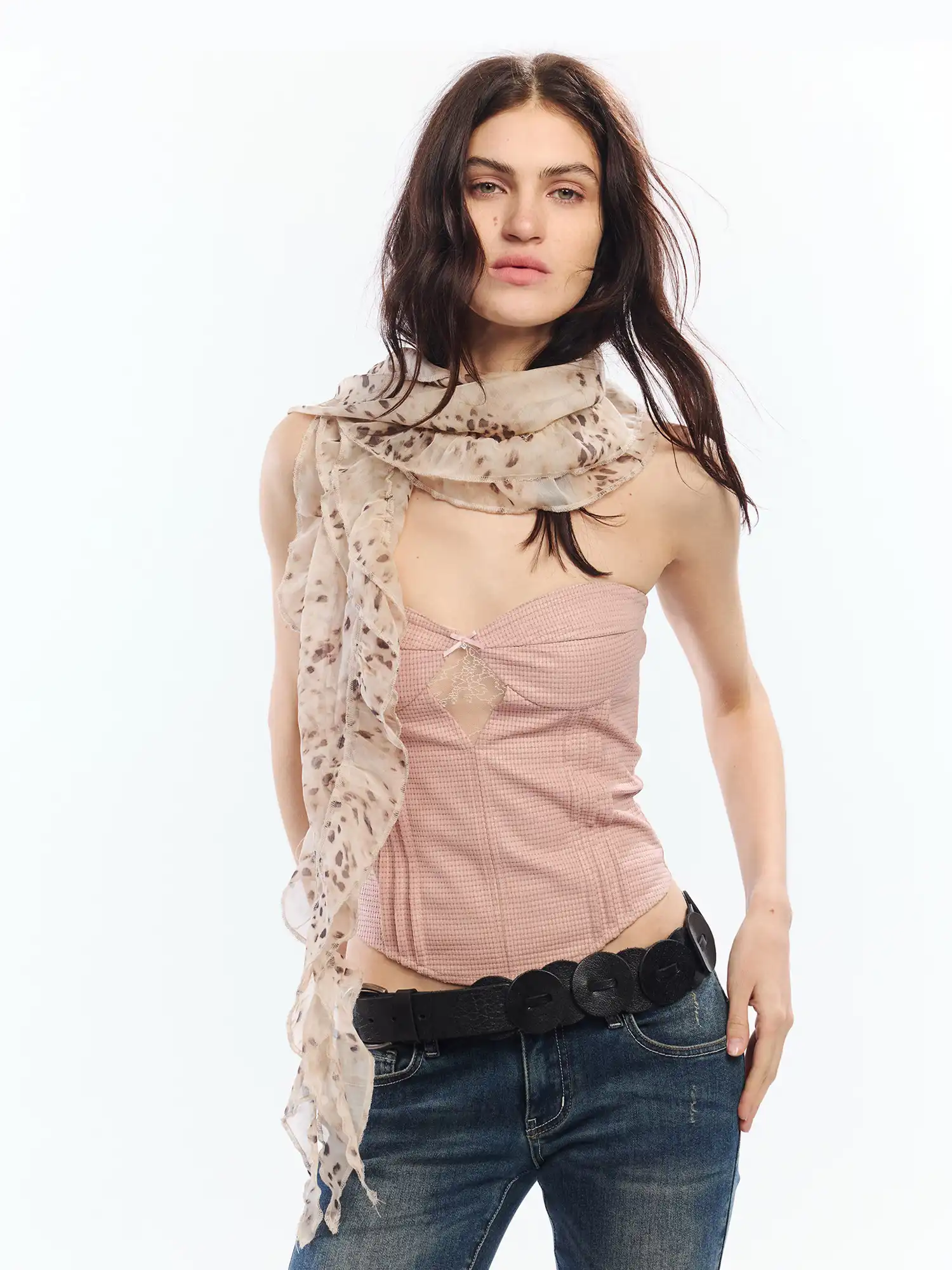 Faded Leopard Sheer Chiffon Scarf - Image 4