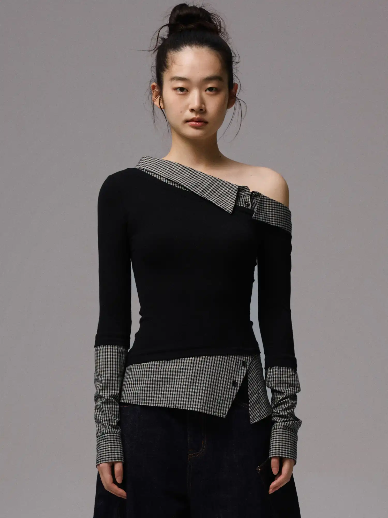 Faux Two Piece Off Shoulder Top