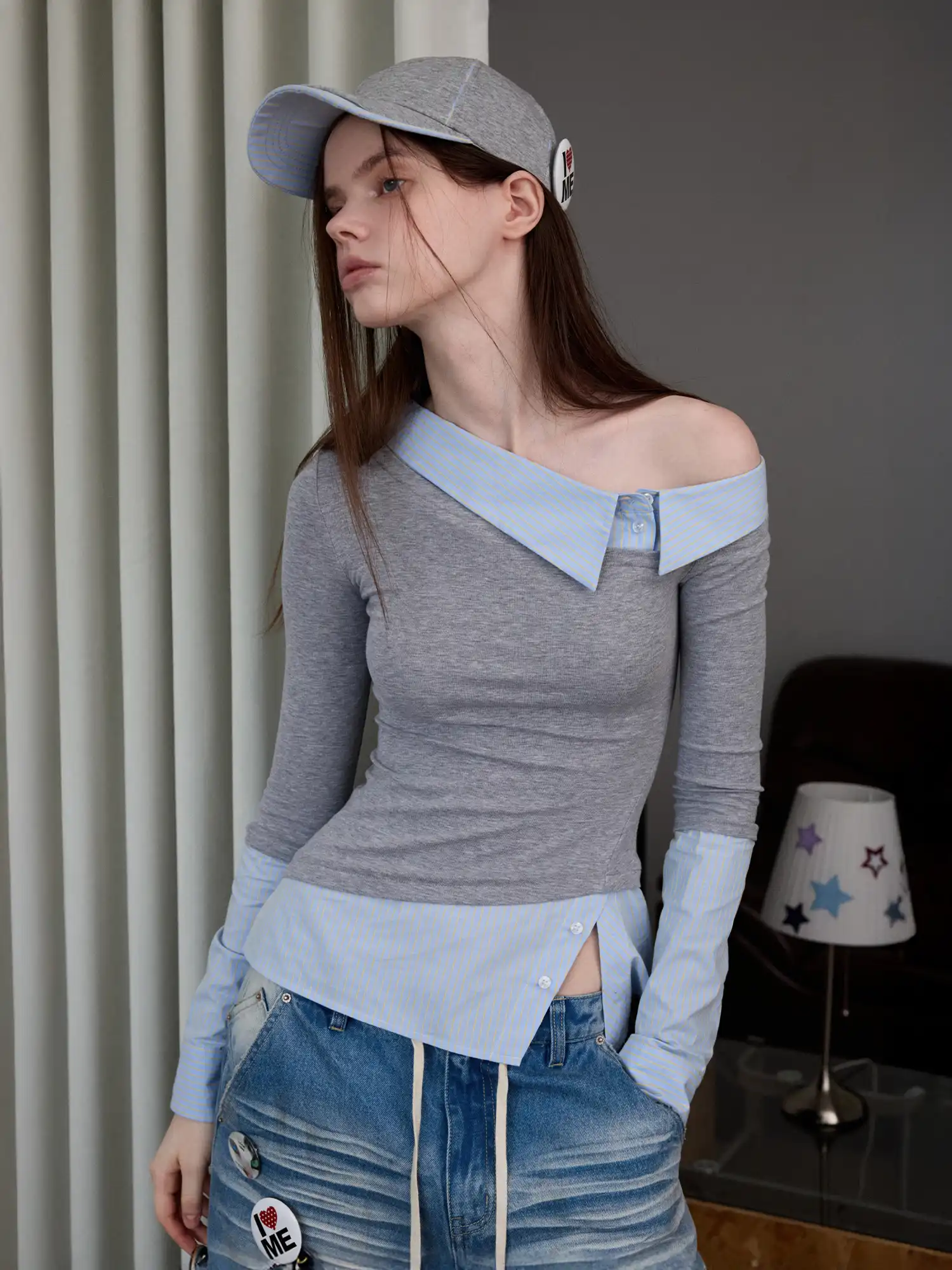 Faux Two Piece Off Shoulder Top - Image 7