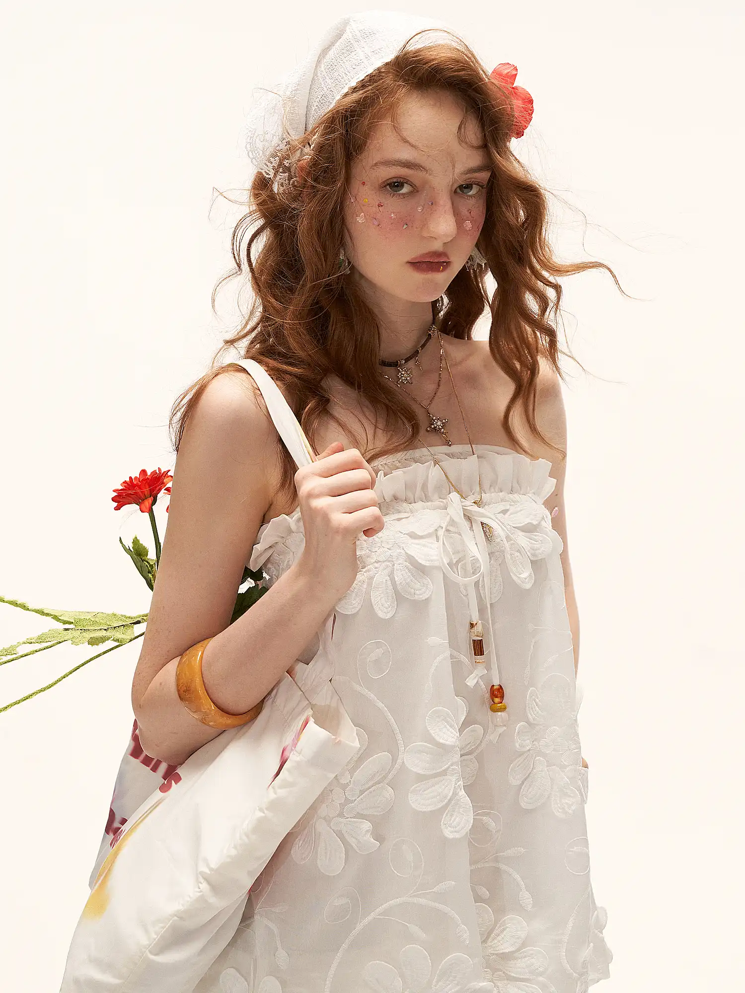 Floral Applique Babydoll Tube Dress - Image 2