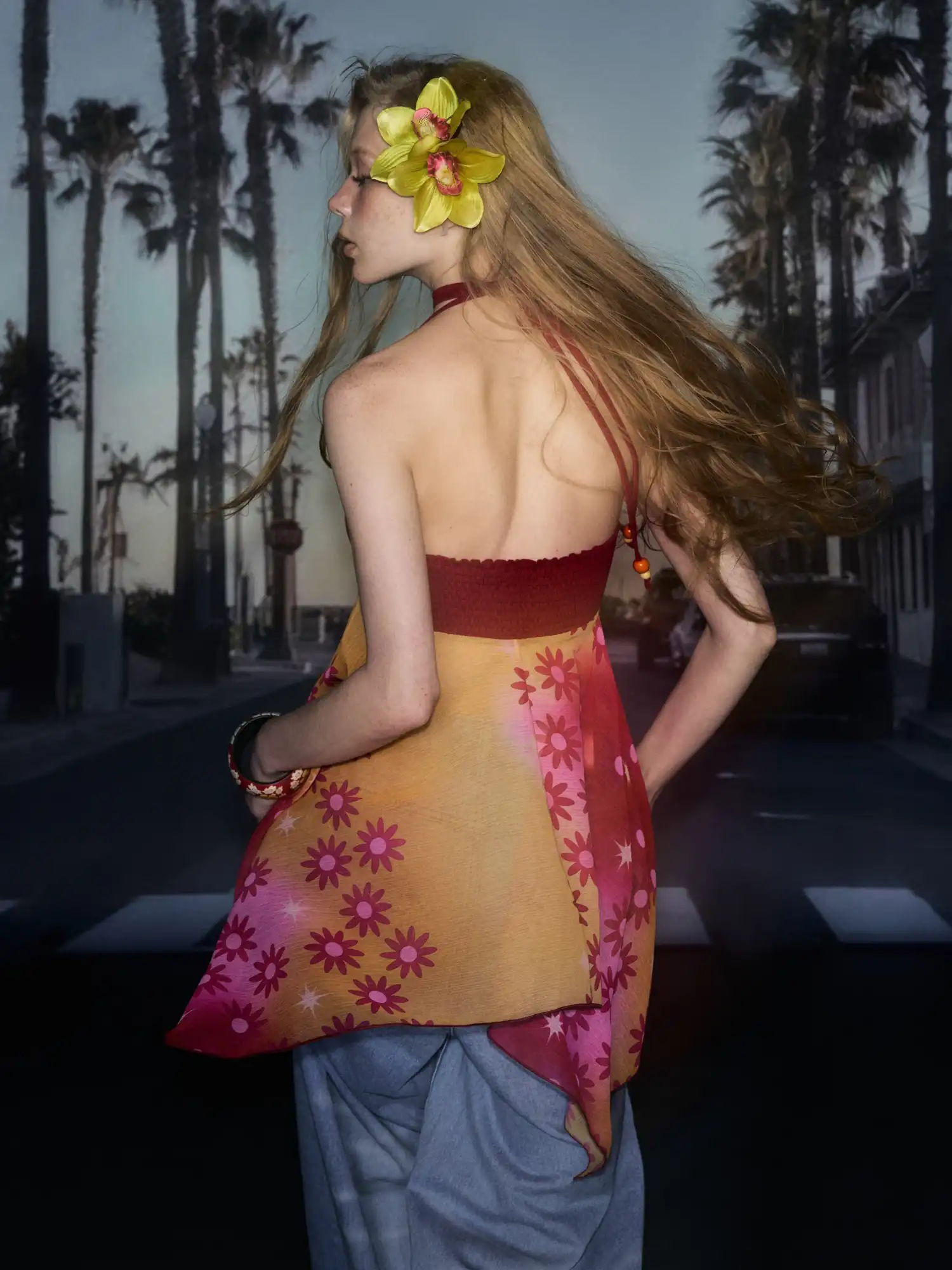 Chiffon Floral Babydoll Halter Top - Image 4