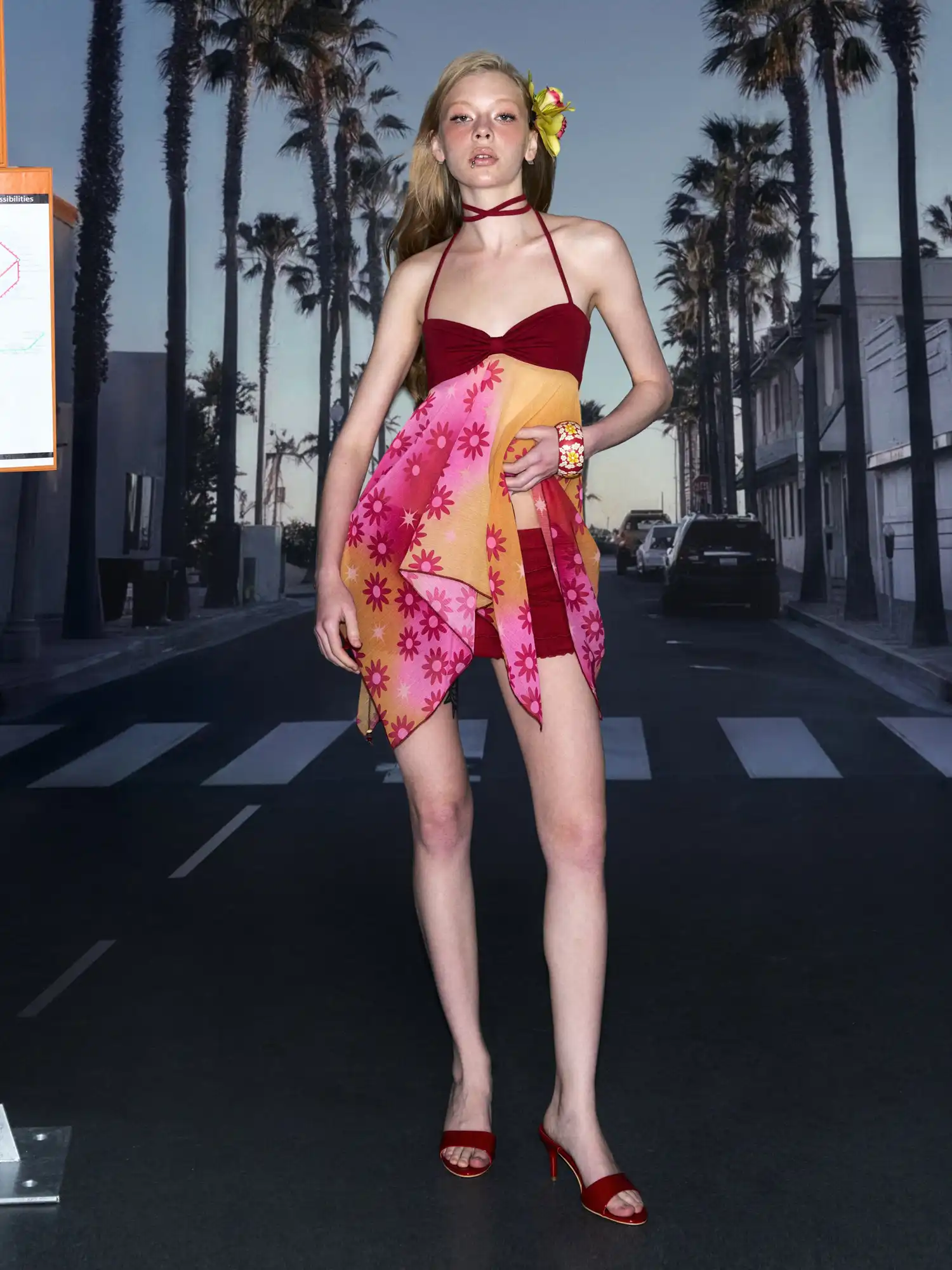 Chiffon Floral Babydoll Halter Top - Image 6