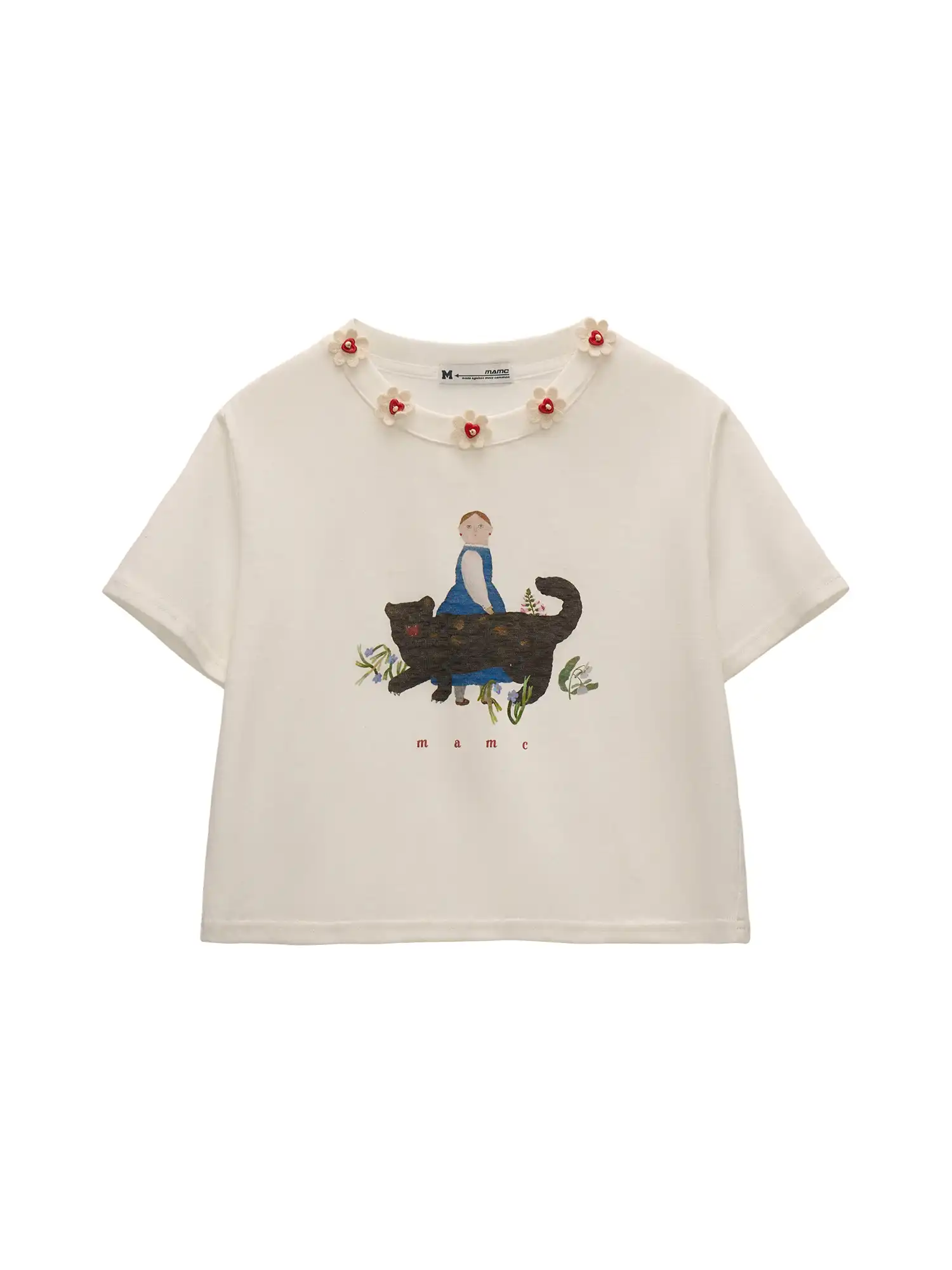 Floral Buttons Collar Cropped Tee - Image 7