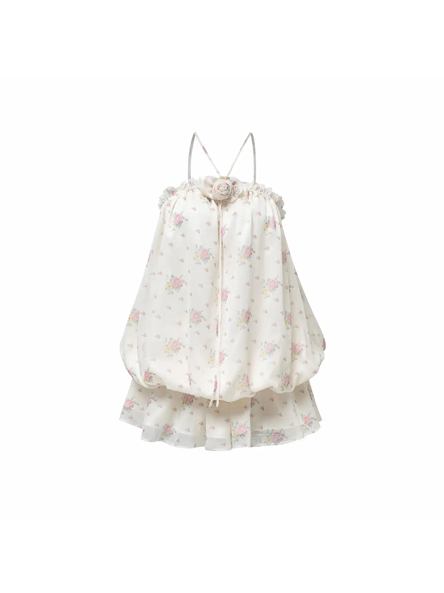 Floral Chiffon Halter Mini Dress - Image 3