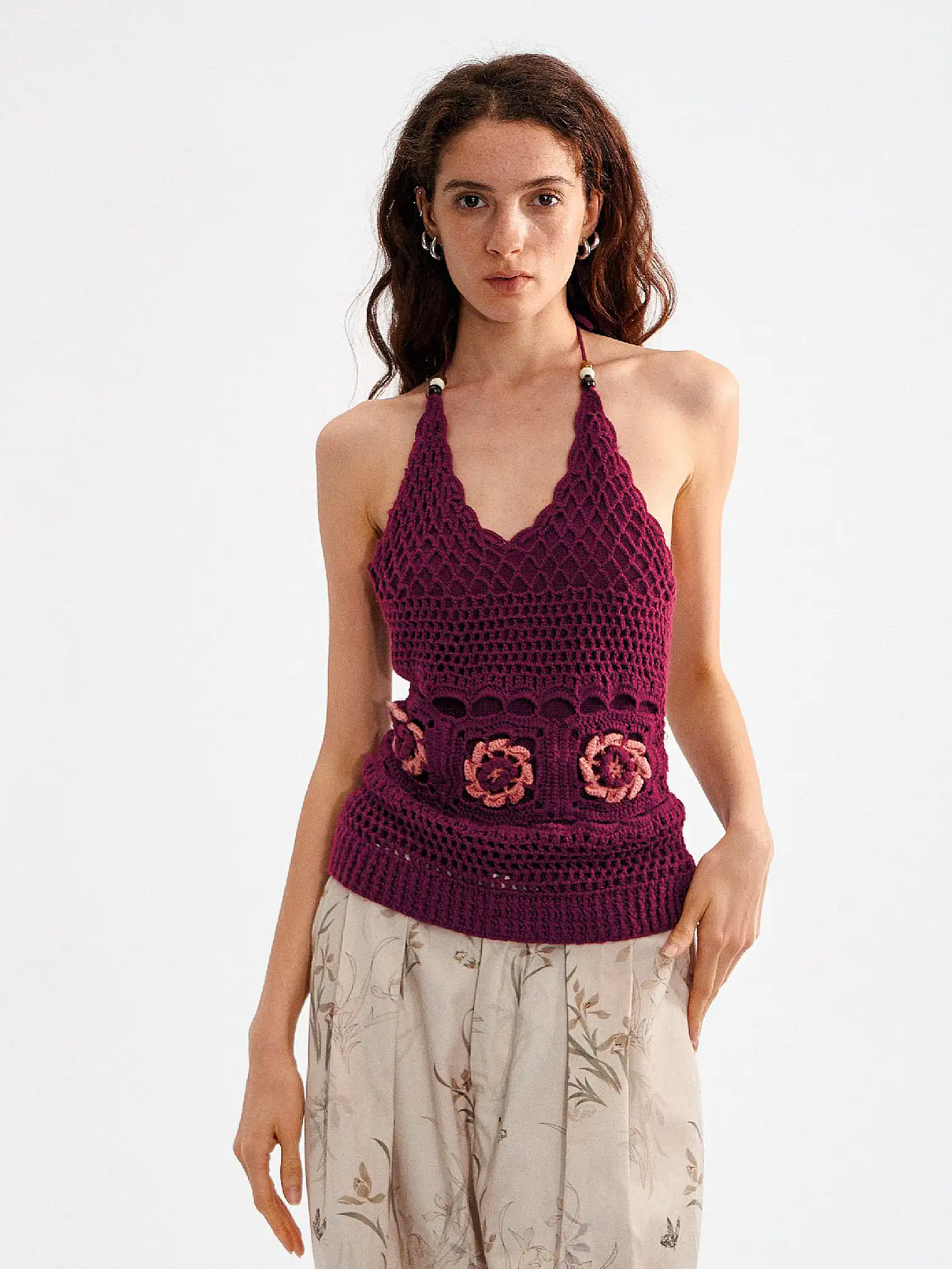 Floral Granny Square Crochet Halter Top - Image 2