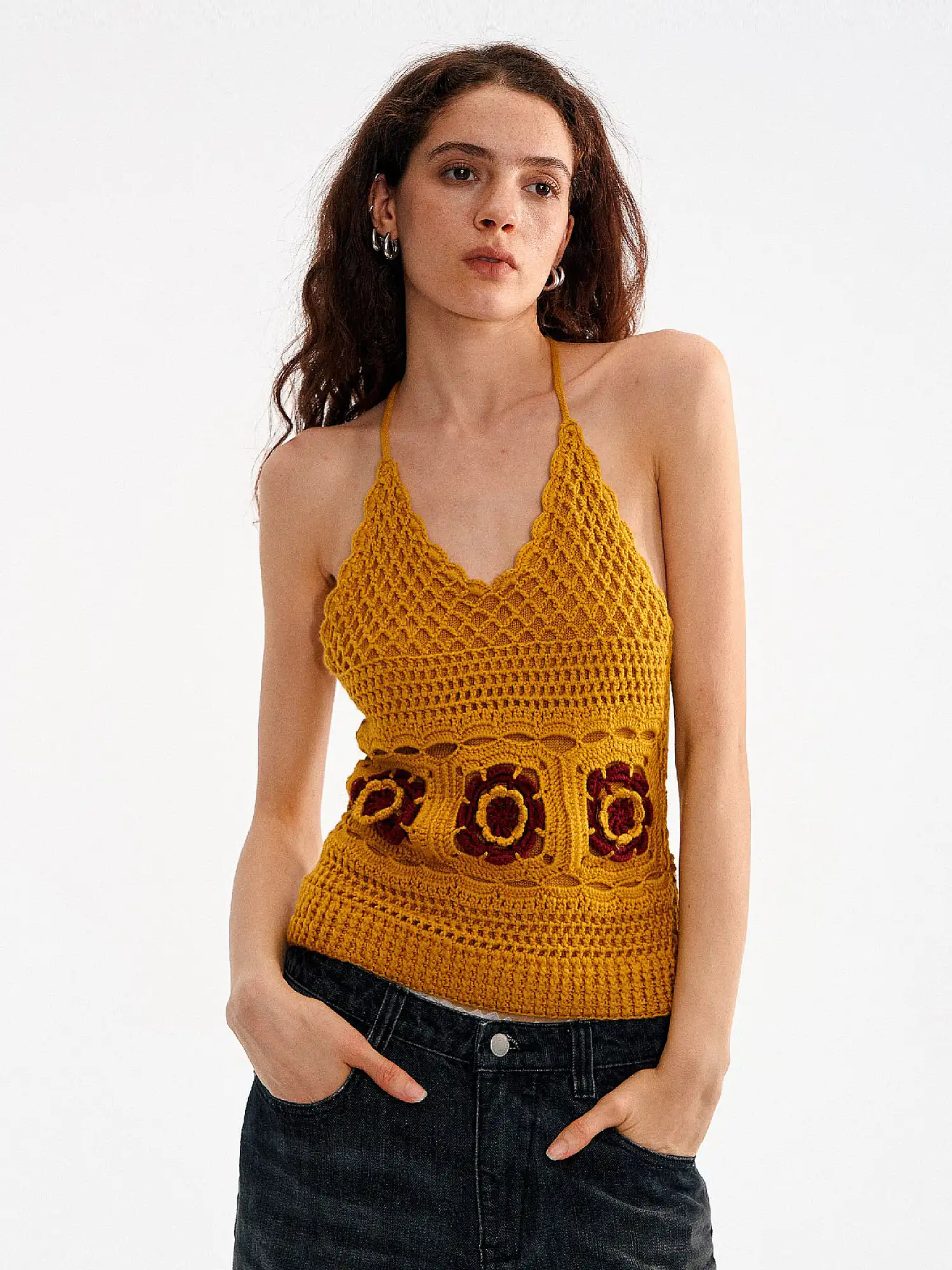 Floral Granny Square Crochet Halter Top - Image 6